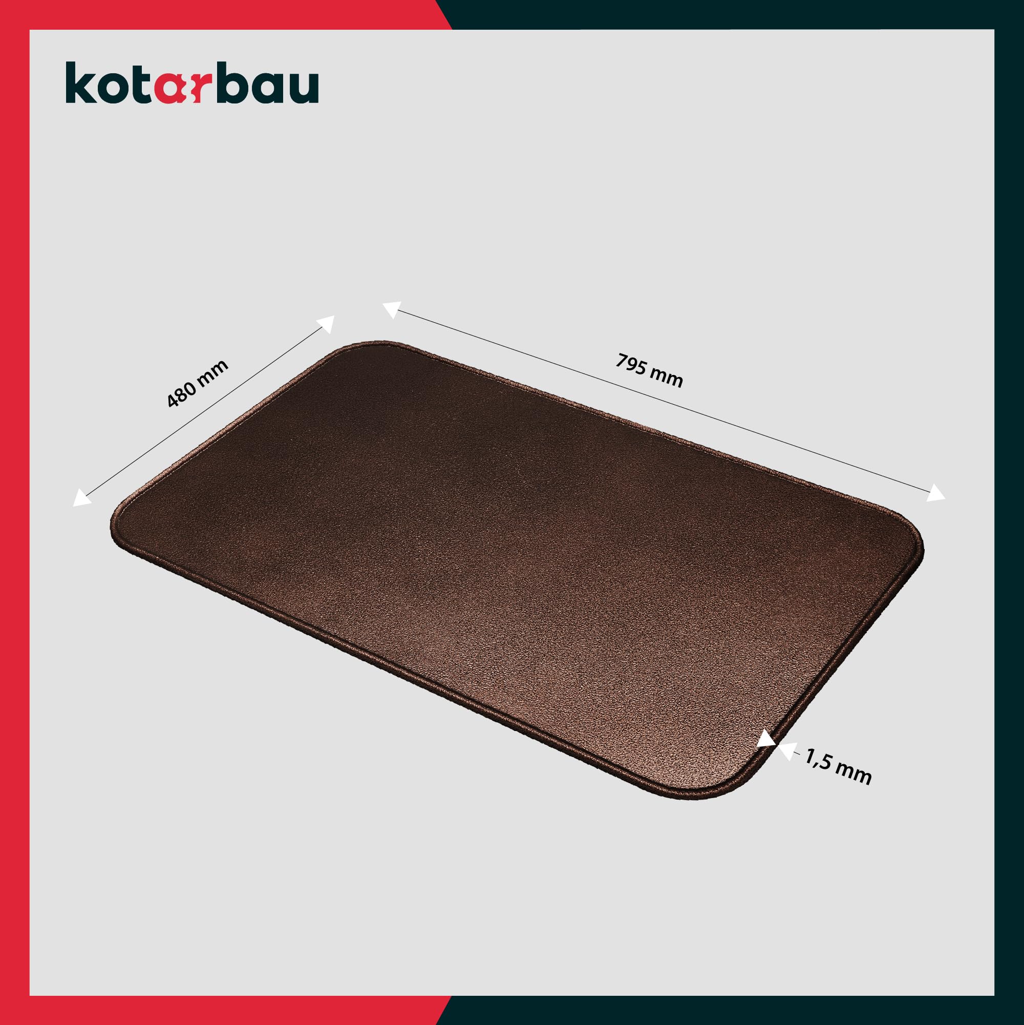 Plaque de protection de sol pour poêles et cheminées 48 x 80 cm - en acier - Cuivre antique - Protection Anti-Étincelles pour Foyers - KOTARBAU - 4