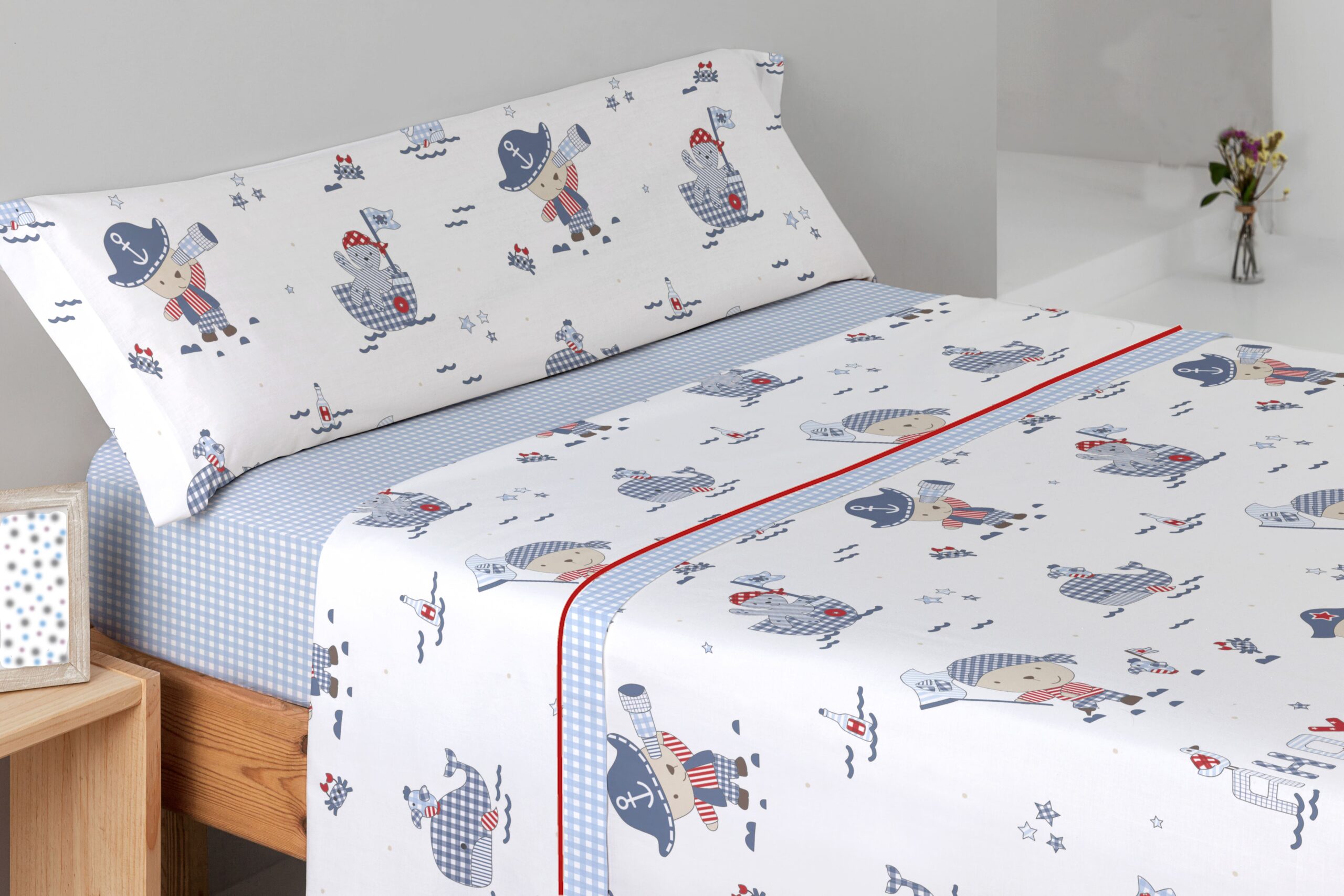 Juego de sábanas 3 piezas infantil acabado suavipur marinero cama de 105