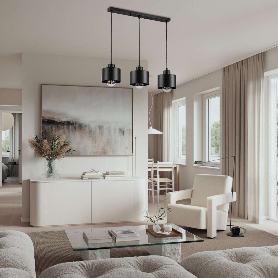 Lampa wisząca sufitowa Elza E27 3-punktowa 100 cm IP20 oprawa czarna MasterLED - 7