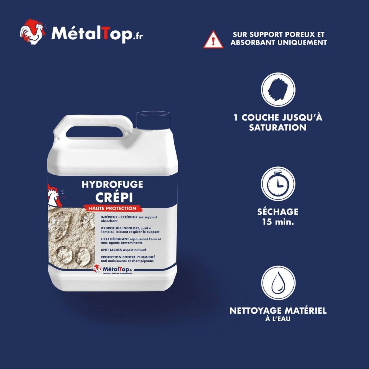 Hydrofuge Crepi - 1 L - Métaltop - 4