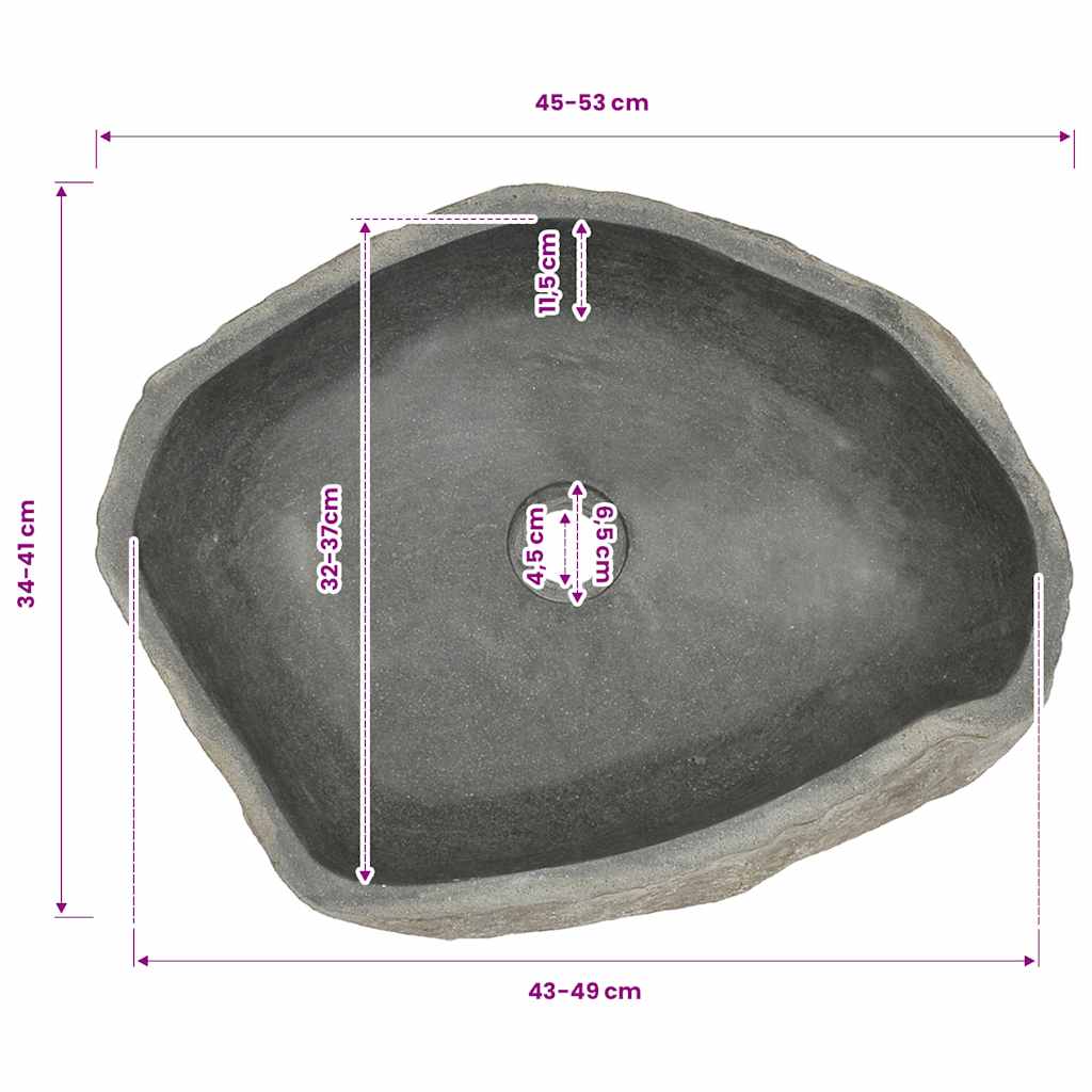 Lavabo en pierre de rivière Ovale (45 53)x(34 41) cm - 7