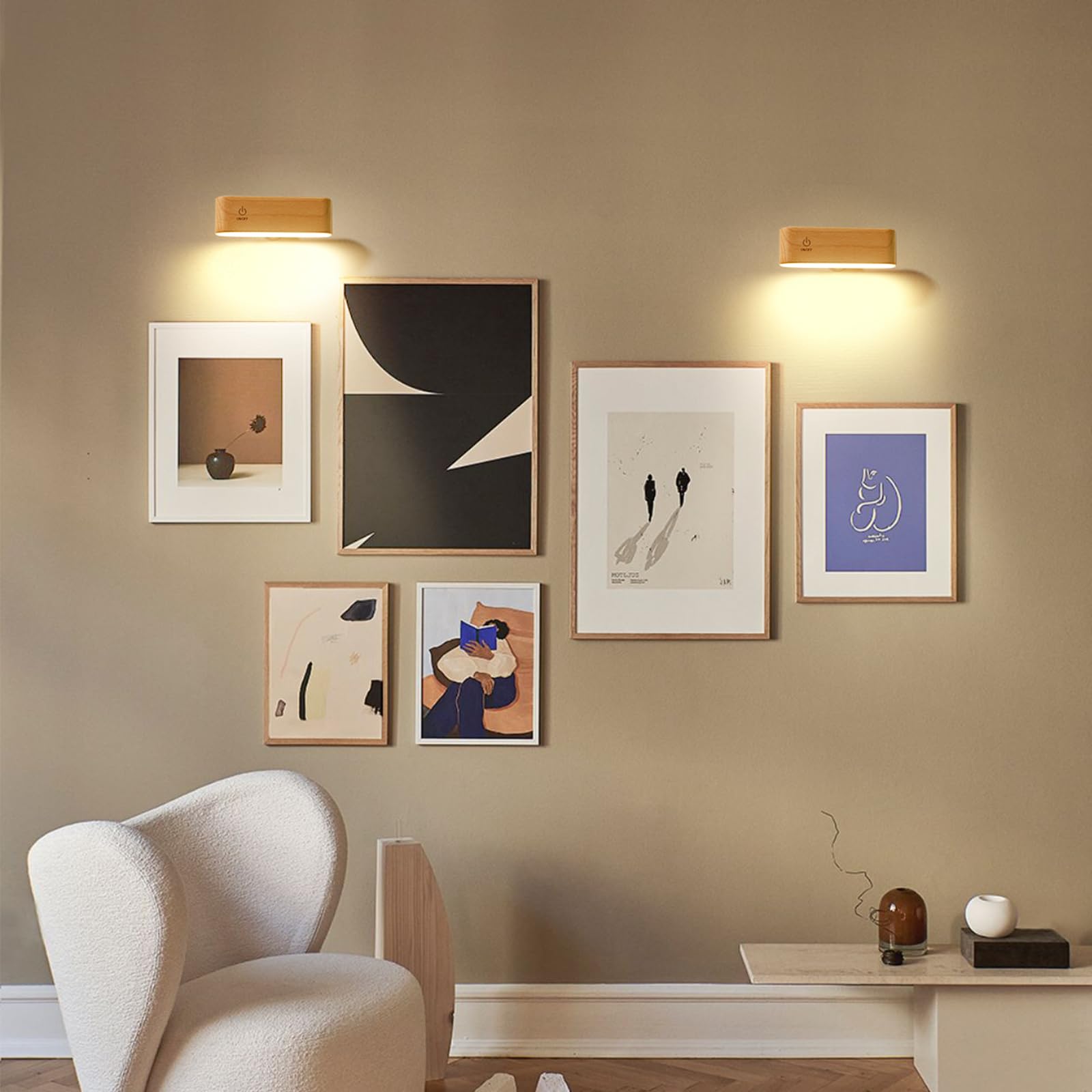 Lámpara de pared LED recargable, luz nocturna magnética con brillo ajustable, lámpara de lectura táctil giratoria de 360° - 2