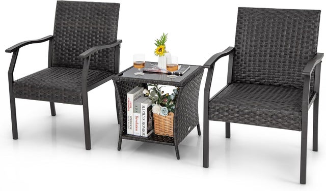 Set Tavolo E 4 Sedie Pieghevoli In Polyrattan - Per Esterno, 120x60 Cm, Nero, Struttura Acciaio, Per Giardino E Terrazzo - Foto 10