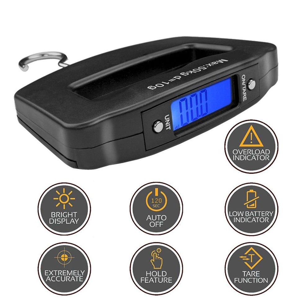 MYCARBON Bilancia Pesa Valigie da Viaggio con Dinamo Incorporata, LCD Display, 50kg(110lb), non Necessita di Batterie, Leggera, Portatile MYCARBON Bilancia Pesa Valigie da Viaggio con Dinamo Incorporata, LCD Display, 50kg(110lb), non Necessita di Batterie, Leggera, Portatile
