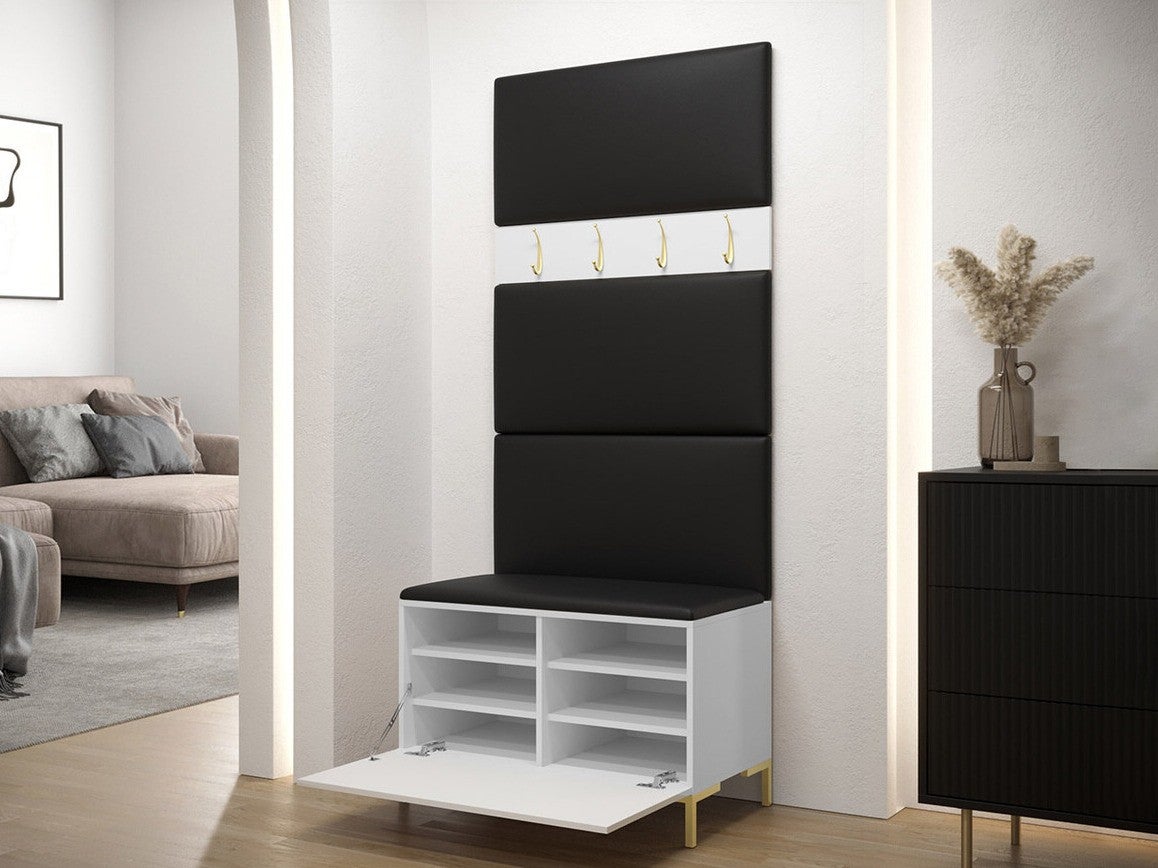 Conjunto para corredor Tivsoa 102, 196x84x46cm, Branco, Placa de aglomerado laminado, Tecido, Montado nas parede, Colocado - 4