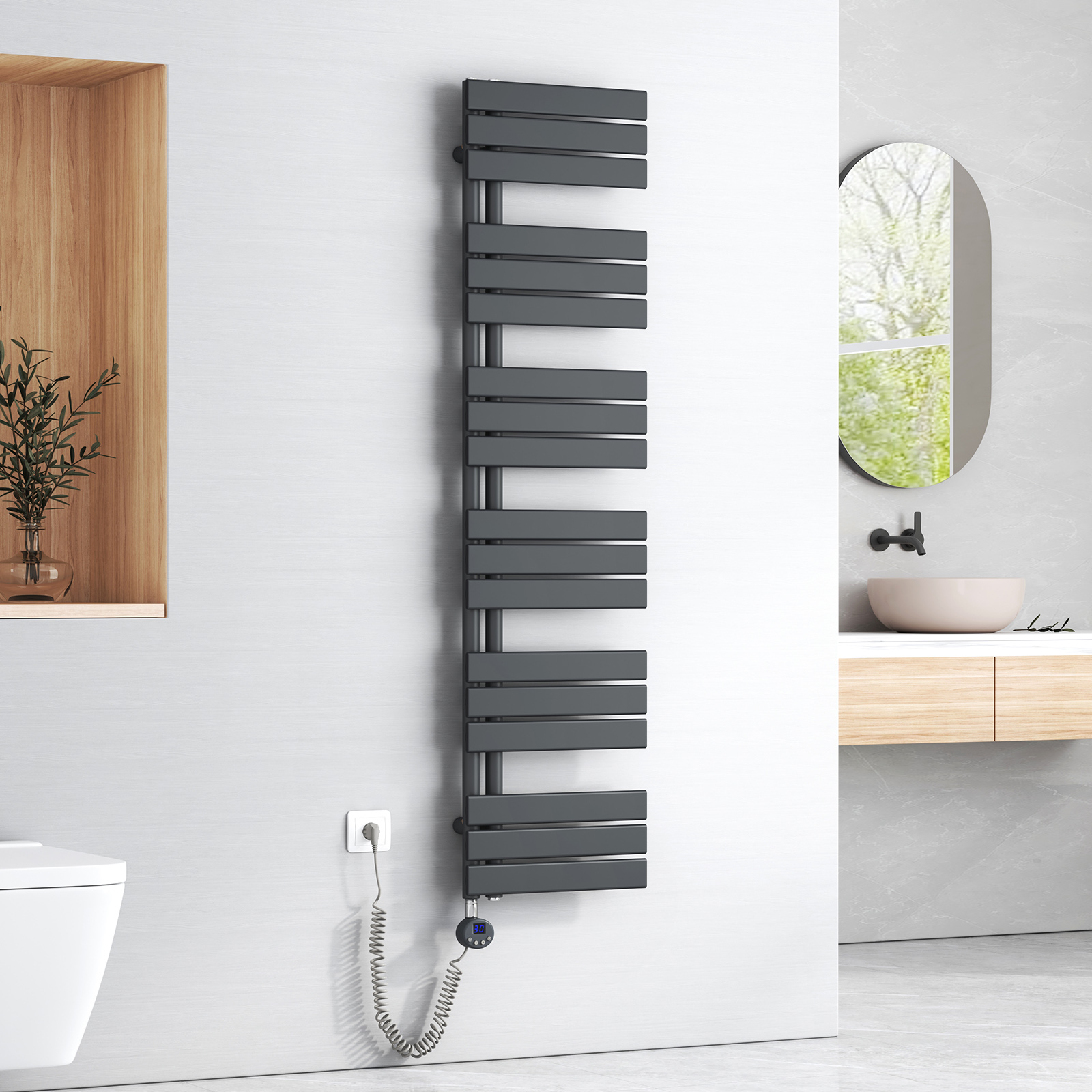 Scaldasalviette Elettrico EMKE 1599x400 Mm - Termostato E Timer, Bianco - Foto 2