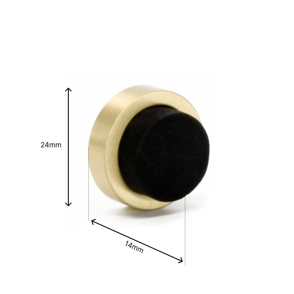 Butée de porte murale, 24 x 14 mm, laiton avec caoutchouc de protection noir, adhésif et à visser, EVI Herrajes - 2