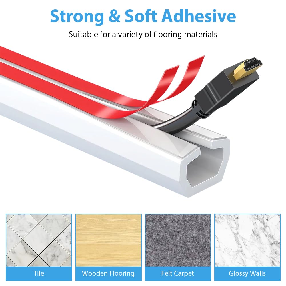Canal de câble auto-adhésif blanc mini flexible pont de câble semi-circulaire pour protéger les câbles pour cacher 1 câble pour sol,plafond(3 mètres) - 5