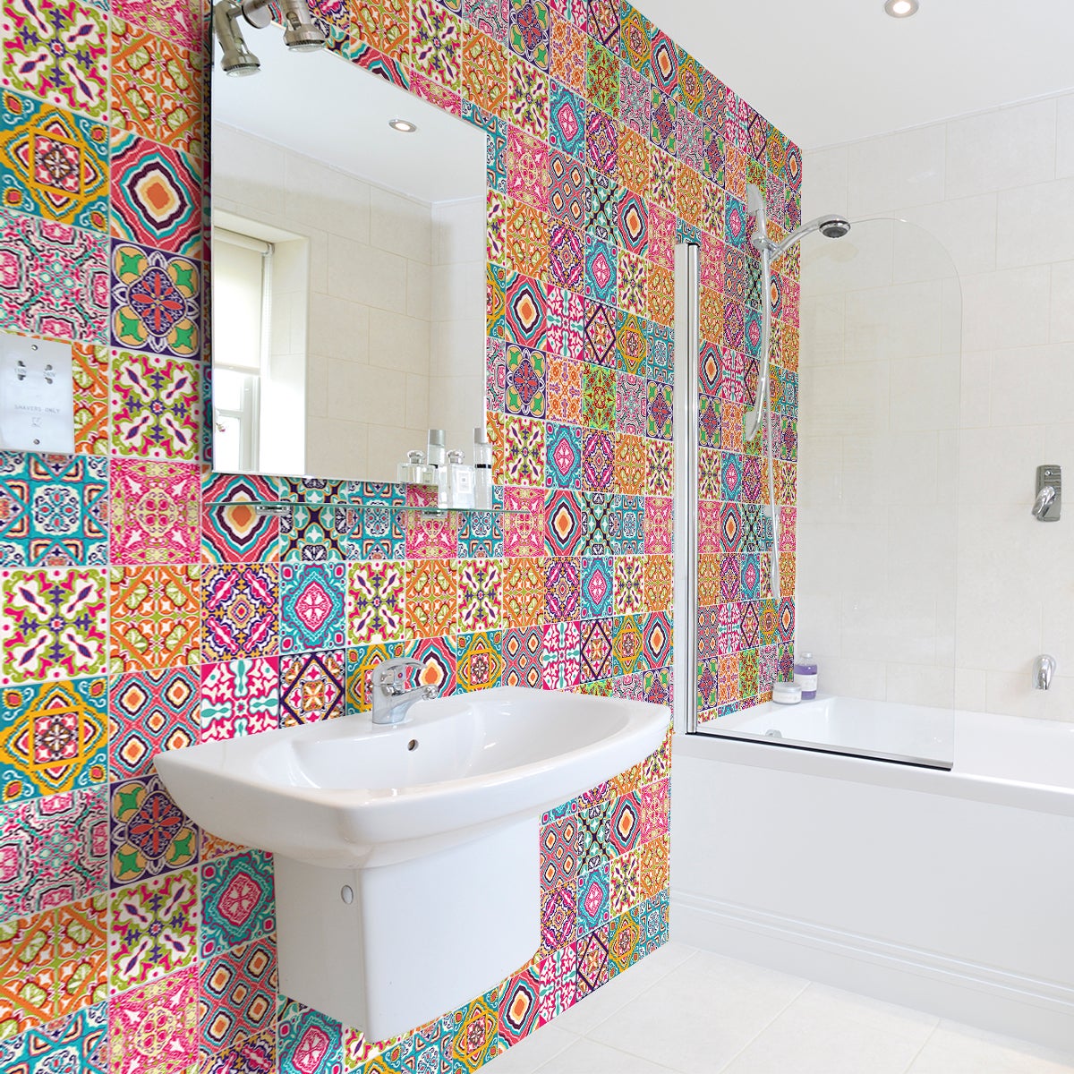 30 vinilos baldosas de cemento azulejos adelma - adhesivo de pared - revestimiento sticker mural decorativo - 30stickers15x15cm