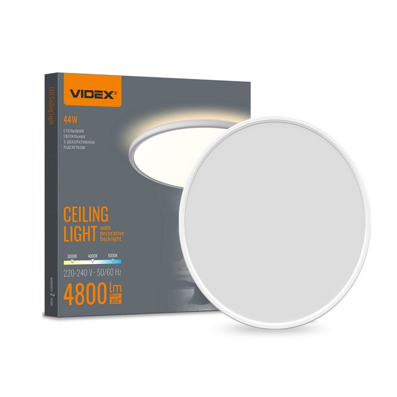 Plafon okrągły LED 44W Odcienie bieli 4800lm biały wym: 2,6 x 50 x 50 cm IP54 Videx