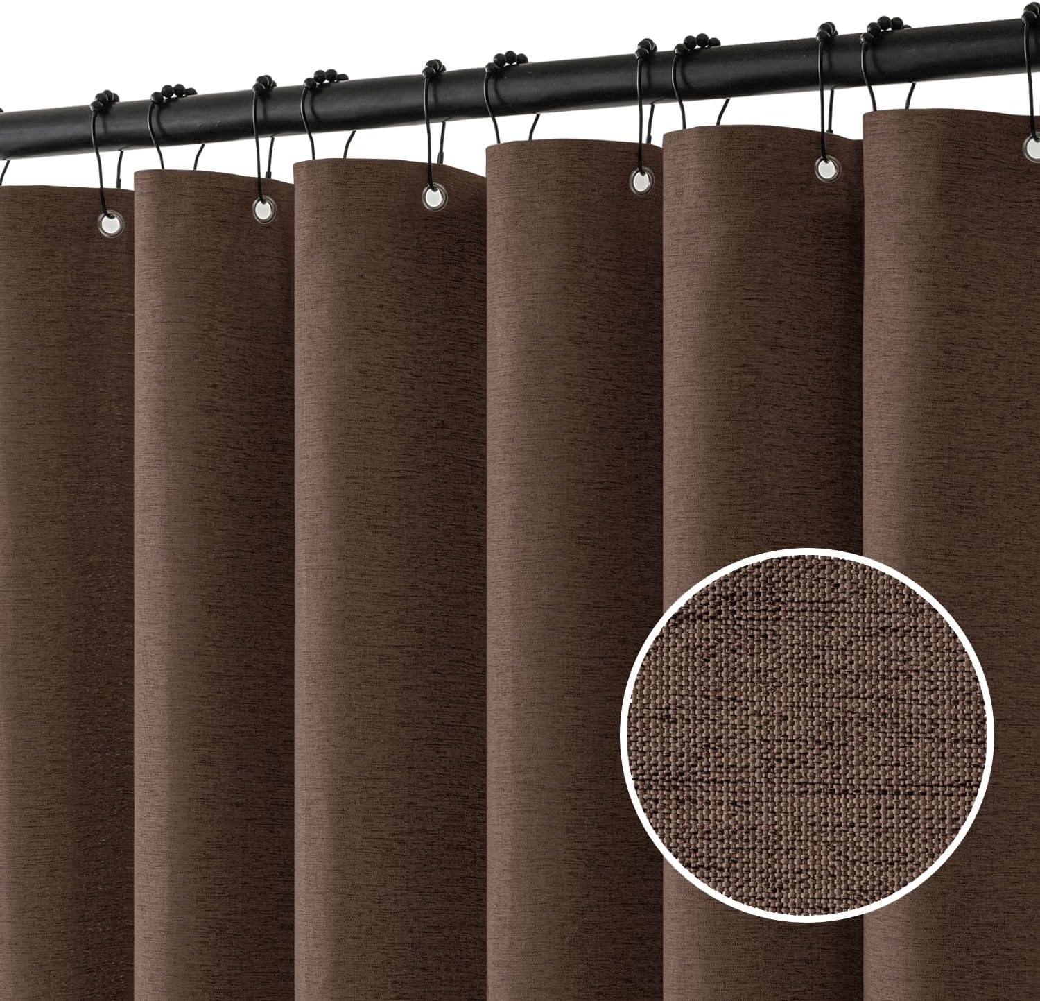 Rideau De Douche En Faux Lin Effet Drapé - Imperméable, 180x180 Cm, Avec 12 Crochets Inox - Déco Salle De Bain élégante