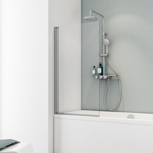 Schulte pare-baignoire, 70x130 cm, paroi de baignoire réversible, écran pliant, rabattable, volet pivotant, verre 5 mm, transparent, alu-argenté