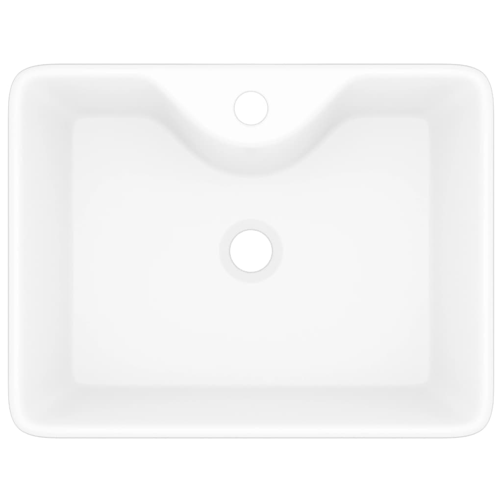 Vasque carré à trou pour robinet céramique blanc pour salle de bain vidaXL - 5