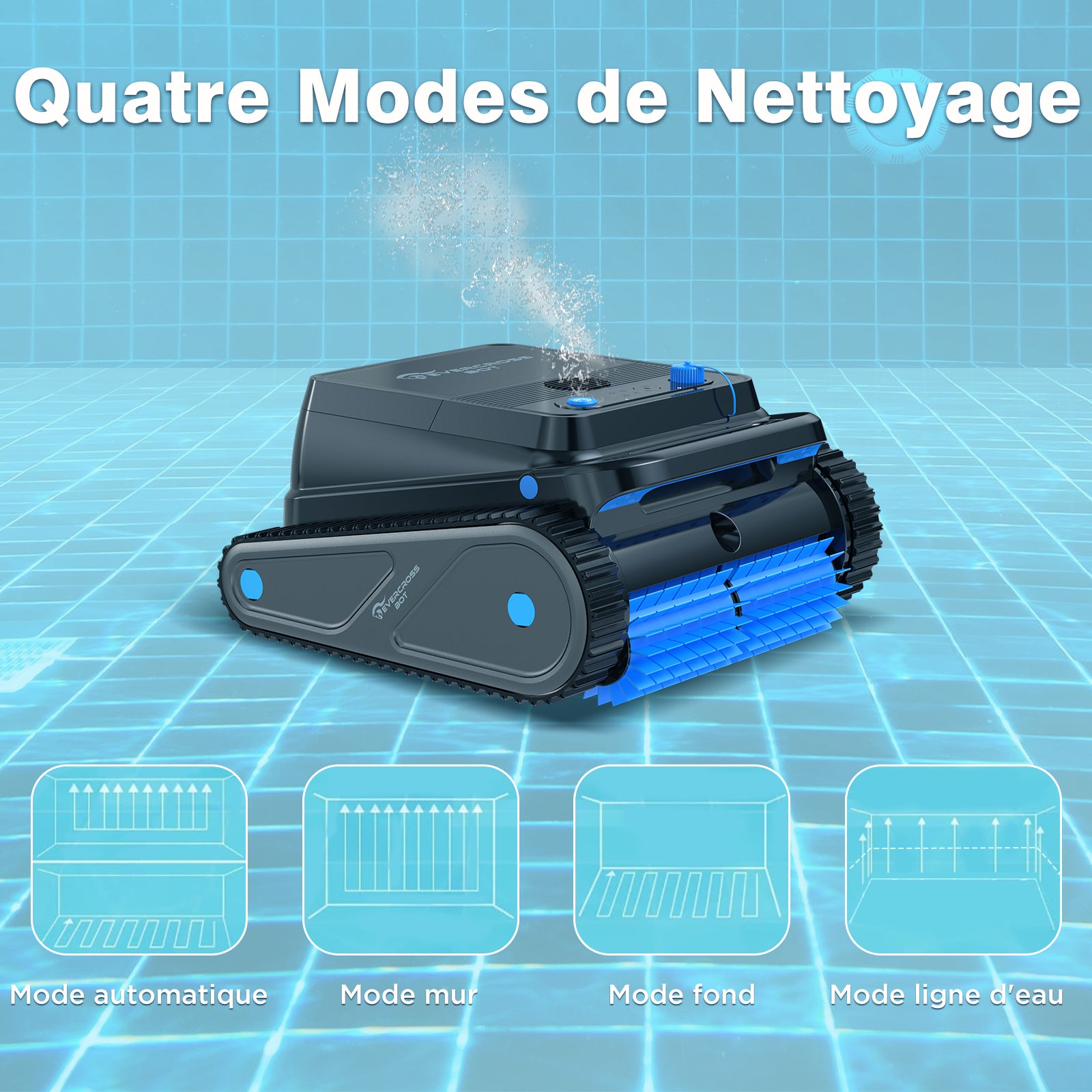 EVERCROSS BOT Robot Piscine Nettoyeur de Fond et Parois U8 Noir - 7