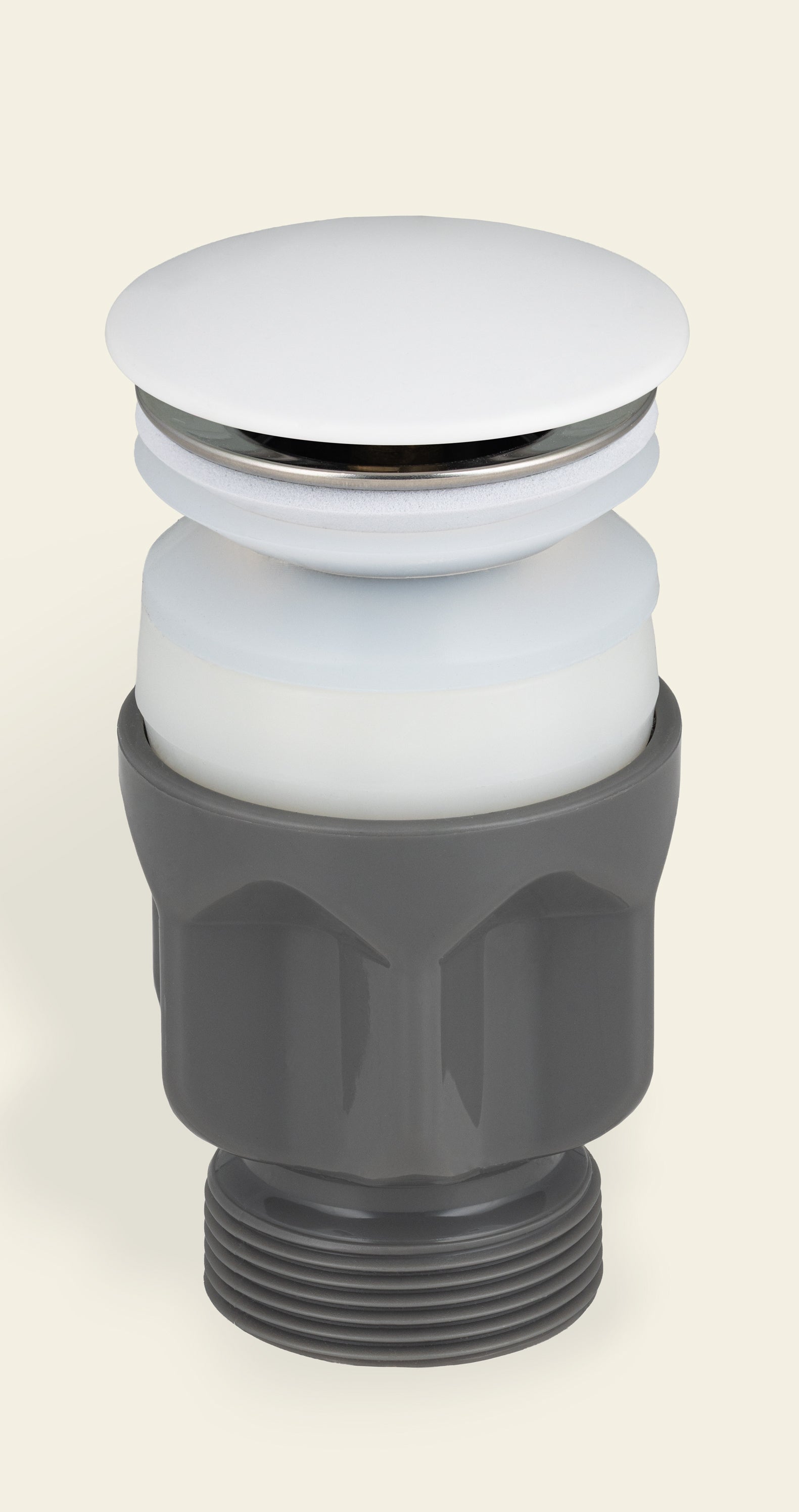 Bonde de lavabo/vasque clic-clac M33x42 TESS corps en ABS capot recouvrant en résine blanche sans trop plein BASS - 5