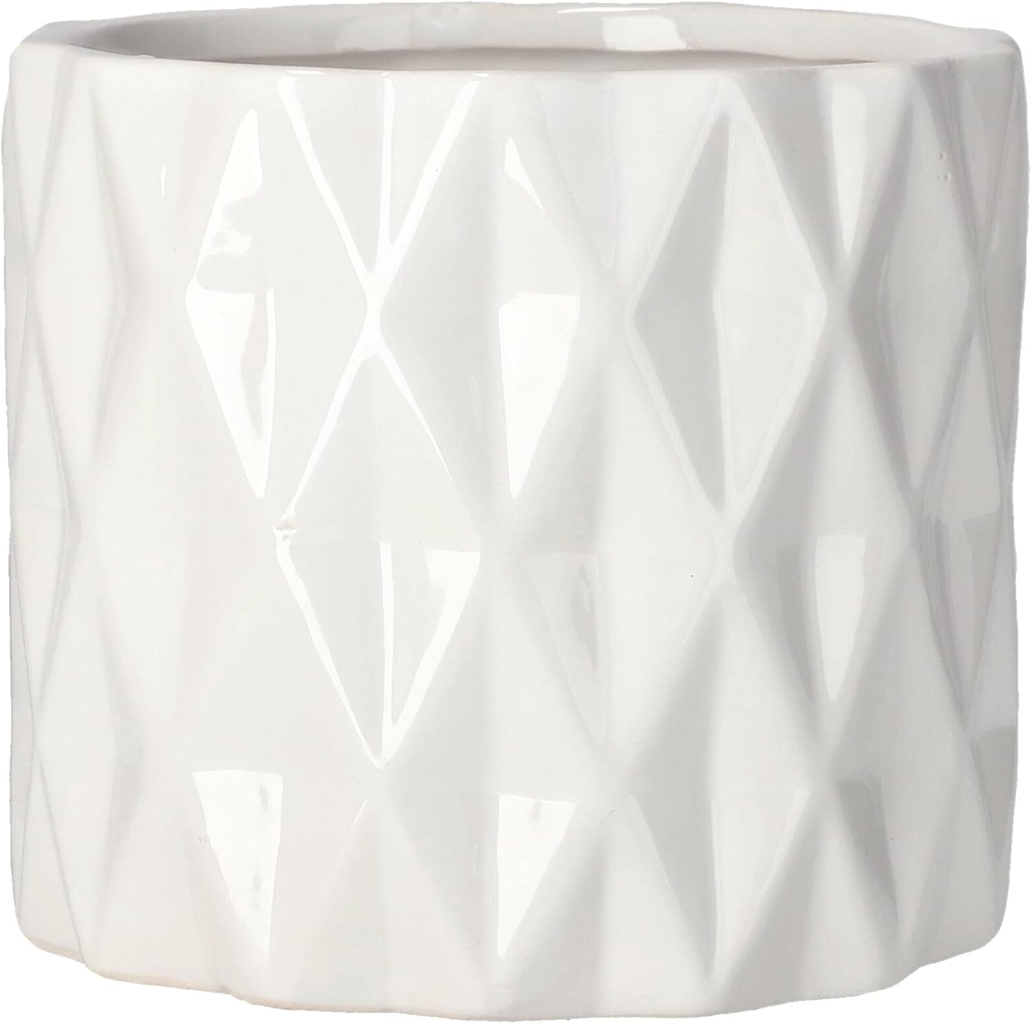 Donica doniczka osłonka ⌀12 cm biała ceramika szkliwiona dekoracja cylinder - KOTARBAU - 6