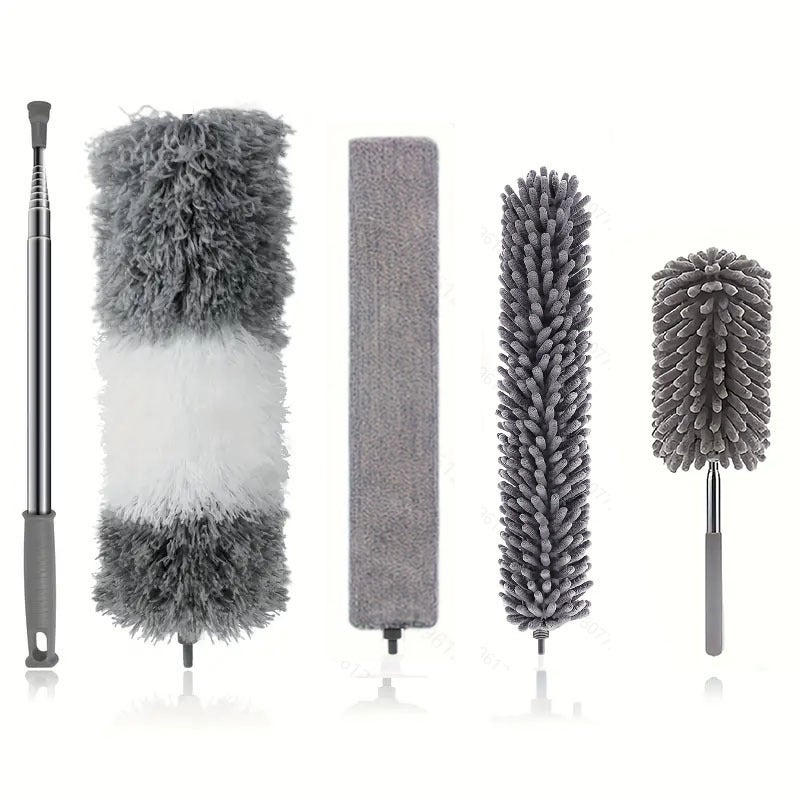 Euleryoo Plumeau Télescopique 5 Pièces - Tête De Loup Longueur Maximale 250cm - Microfibre Lavable pour Plafonds, Stores, Toile D'Araignée