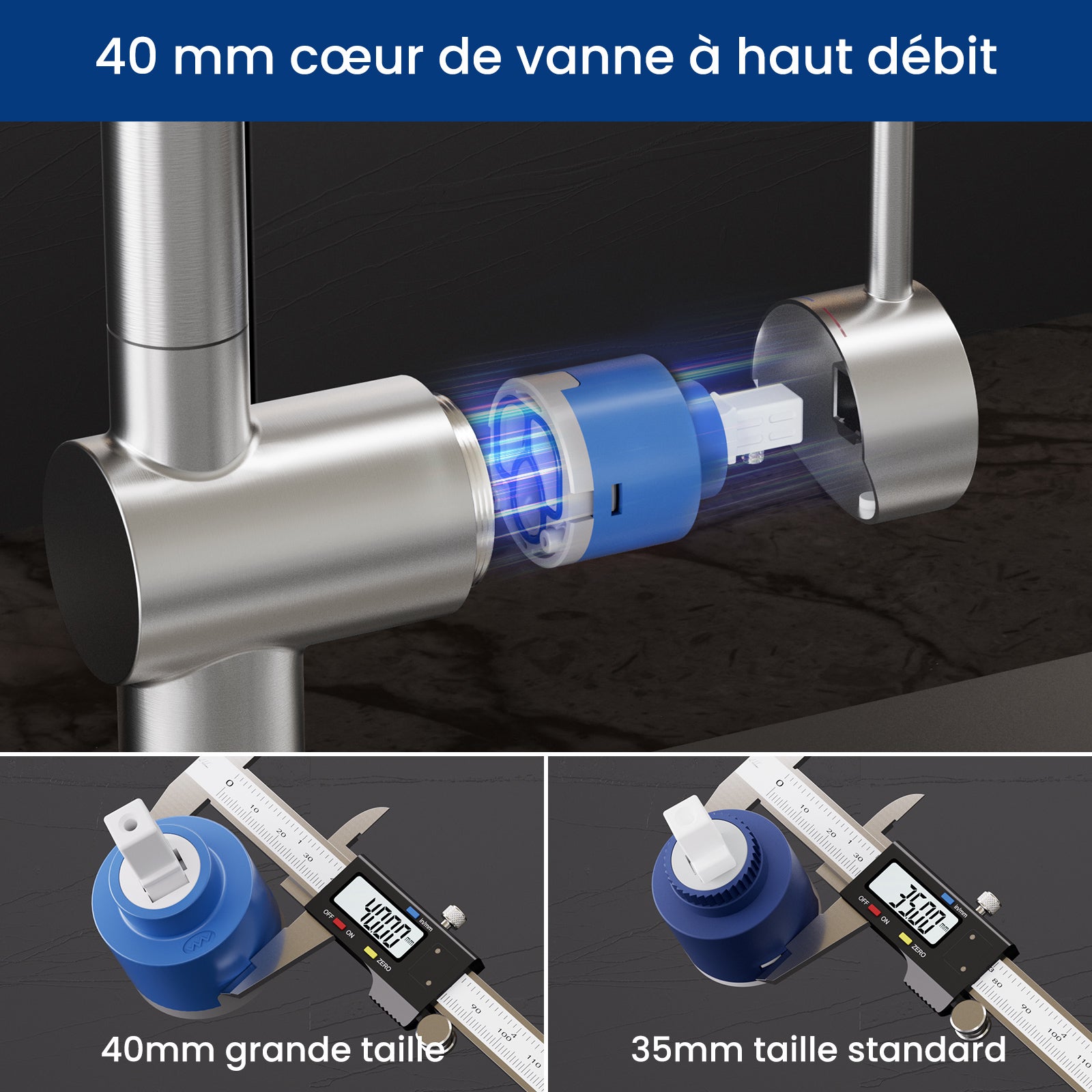 Cecipa Max Mitigeur Cuisine Brossé avec Douchette Robinet Douchette d'évier Extractible à Deux Jets Mitigeur Evier avec Barboteur Démotable,EU Modèle - 7