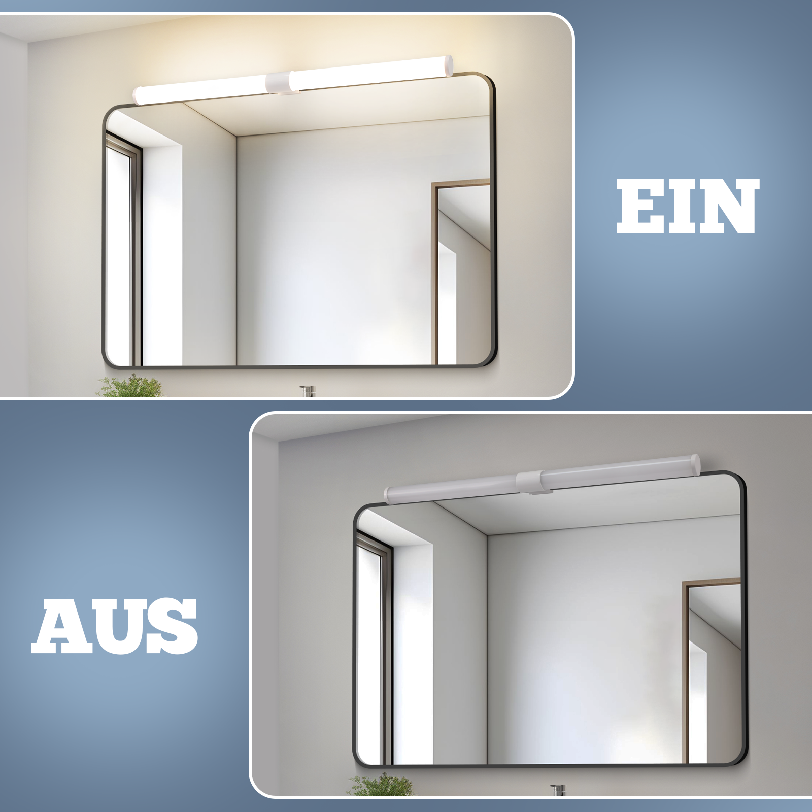 ZMH Lámpara LED para espejo de baño, blanca, 8 W, 4000 K, 60 cm - 5