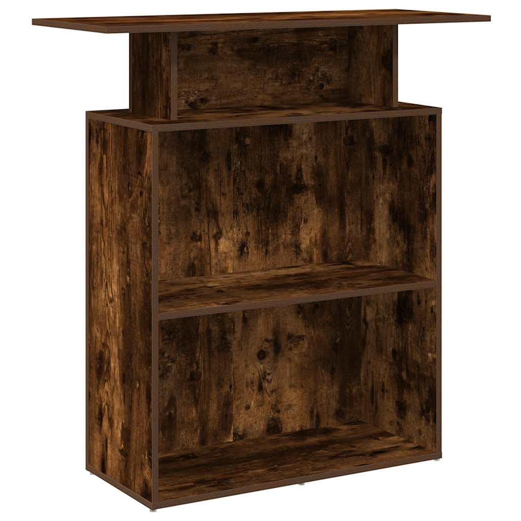 Bureau De Réception Noir 100x40x104 Cm En Bois D'Ingénierie - Comptoir Accueil Avec Rangement