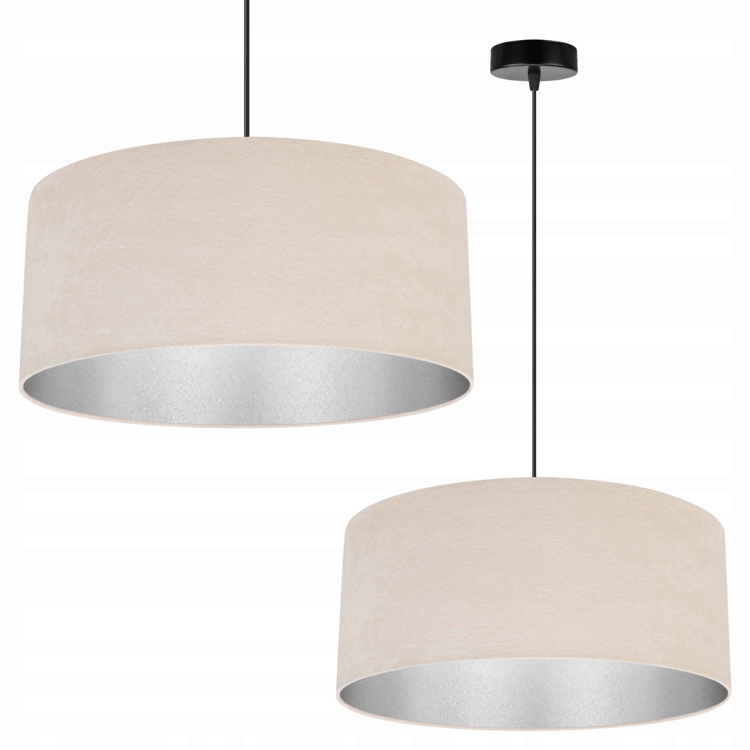 Lampa sufitowa wisząca Mediolan modern 1xE27 abażur walec srebrno/beżowy Light Home LH