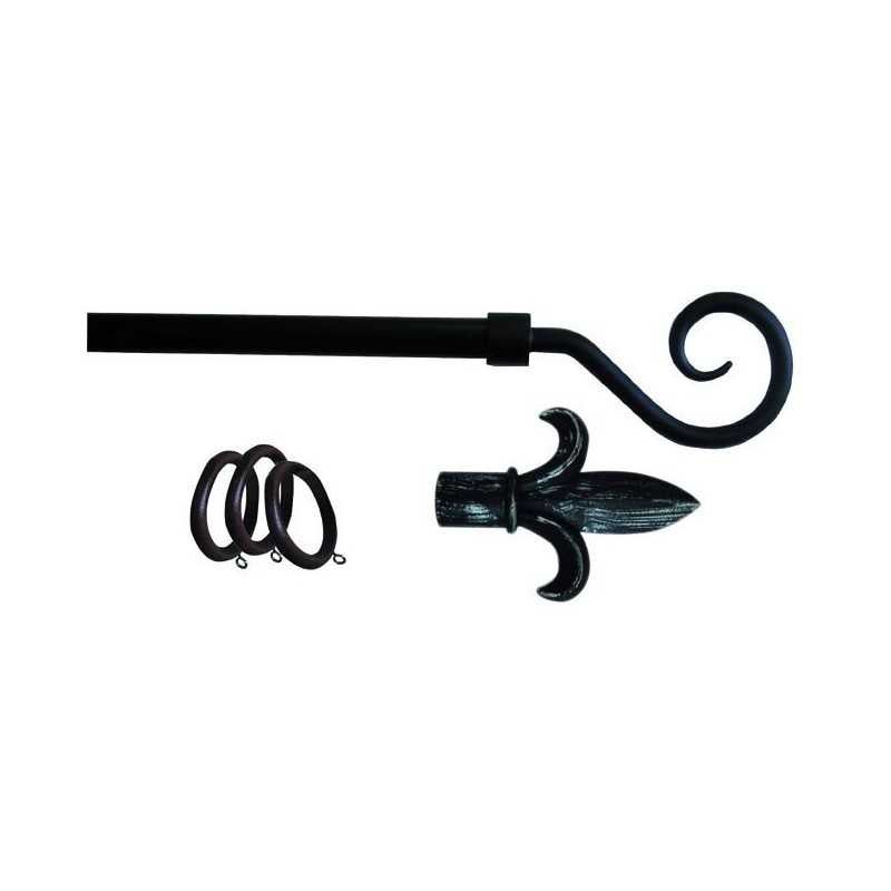 Asta Per Tende A Soffitto O Parete In Ferro Battuto 20 Mm - Set Con Supporti, Viti E Tasselli - Lunghezza 1,20m, Colore Bianco Opaco, MadeinNature