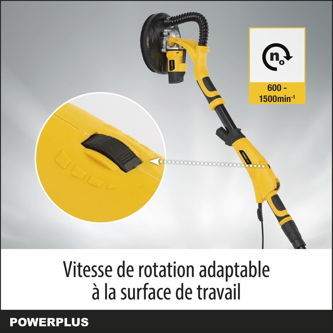 Powerplus Ponceuse à Cloisons Sèches de 710 W POWX04761 - Ponceuse Girafe Rotative avec Papier Abrasif Ø 225 mm Vitesse Max. 1500 min-1 - 6