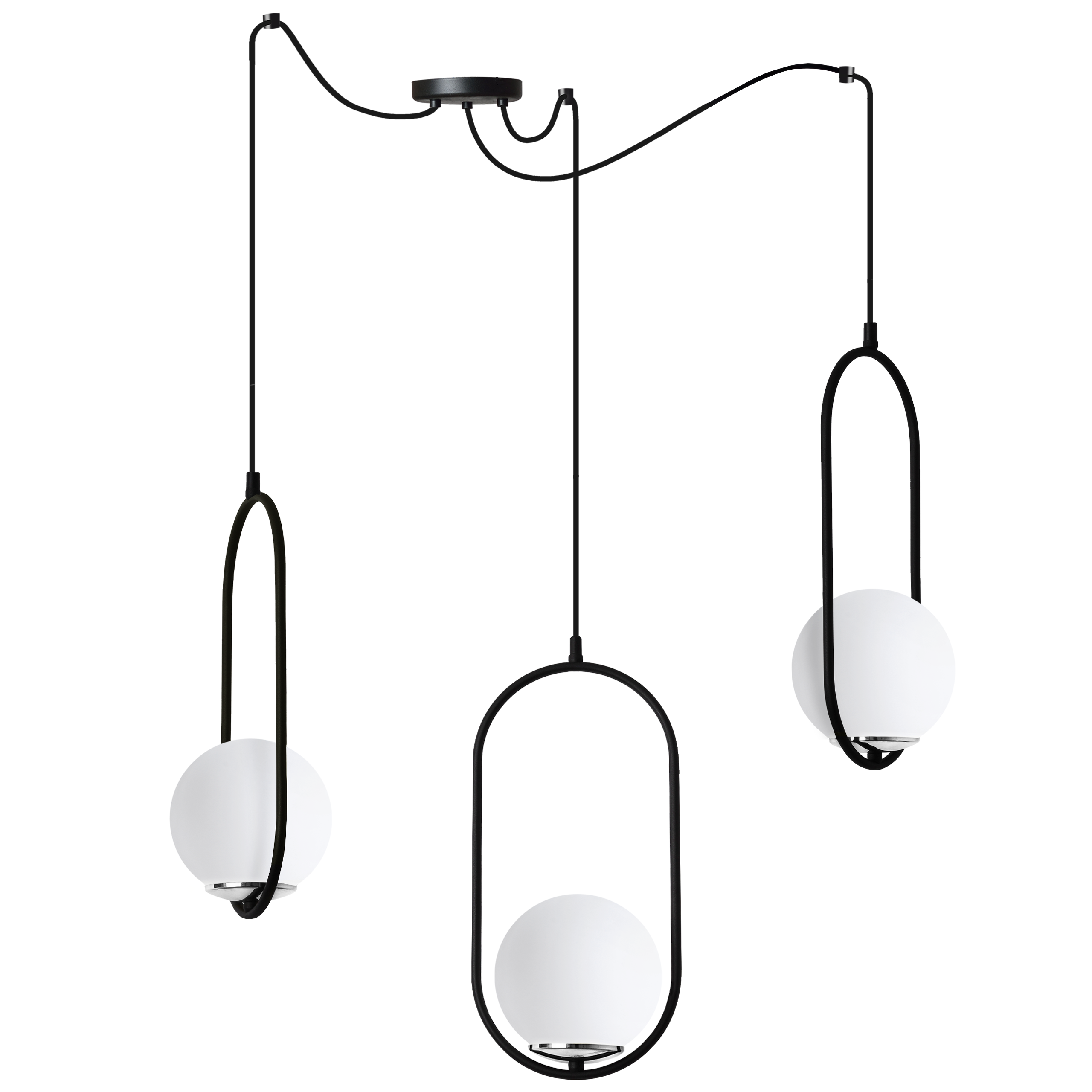 Lampa sufitowa wisząca Luna Pająk modern czarna/chrom 3xE14 klosz kula biała Light Home LH
