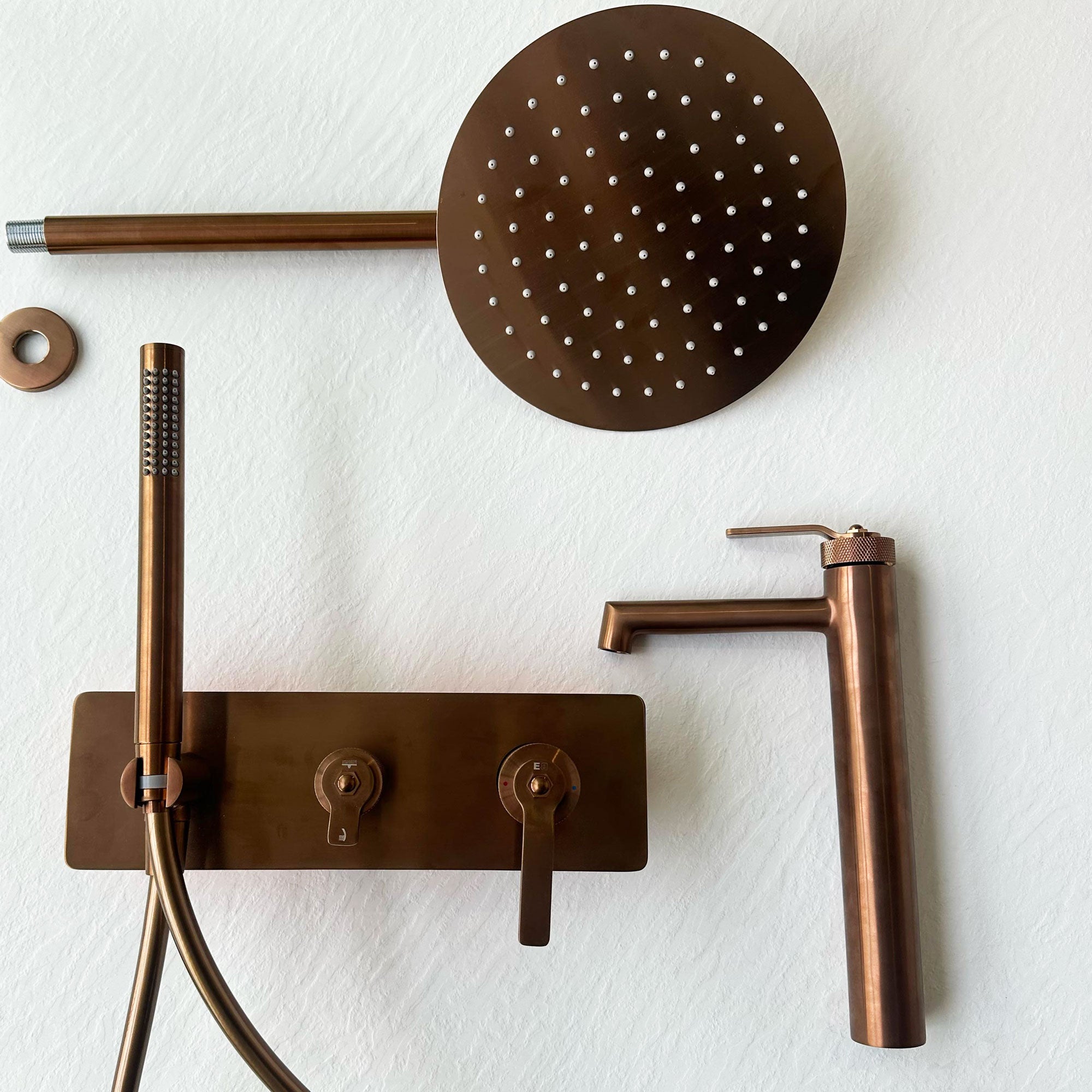 Molette colonne de douche encastrée mécanique cuivre brossé - 7