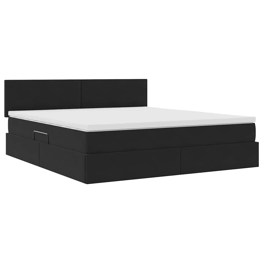 Lit de rangement avec tête de lit en velours noir, pour la chambre, 180 × 200 cm - 5
