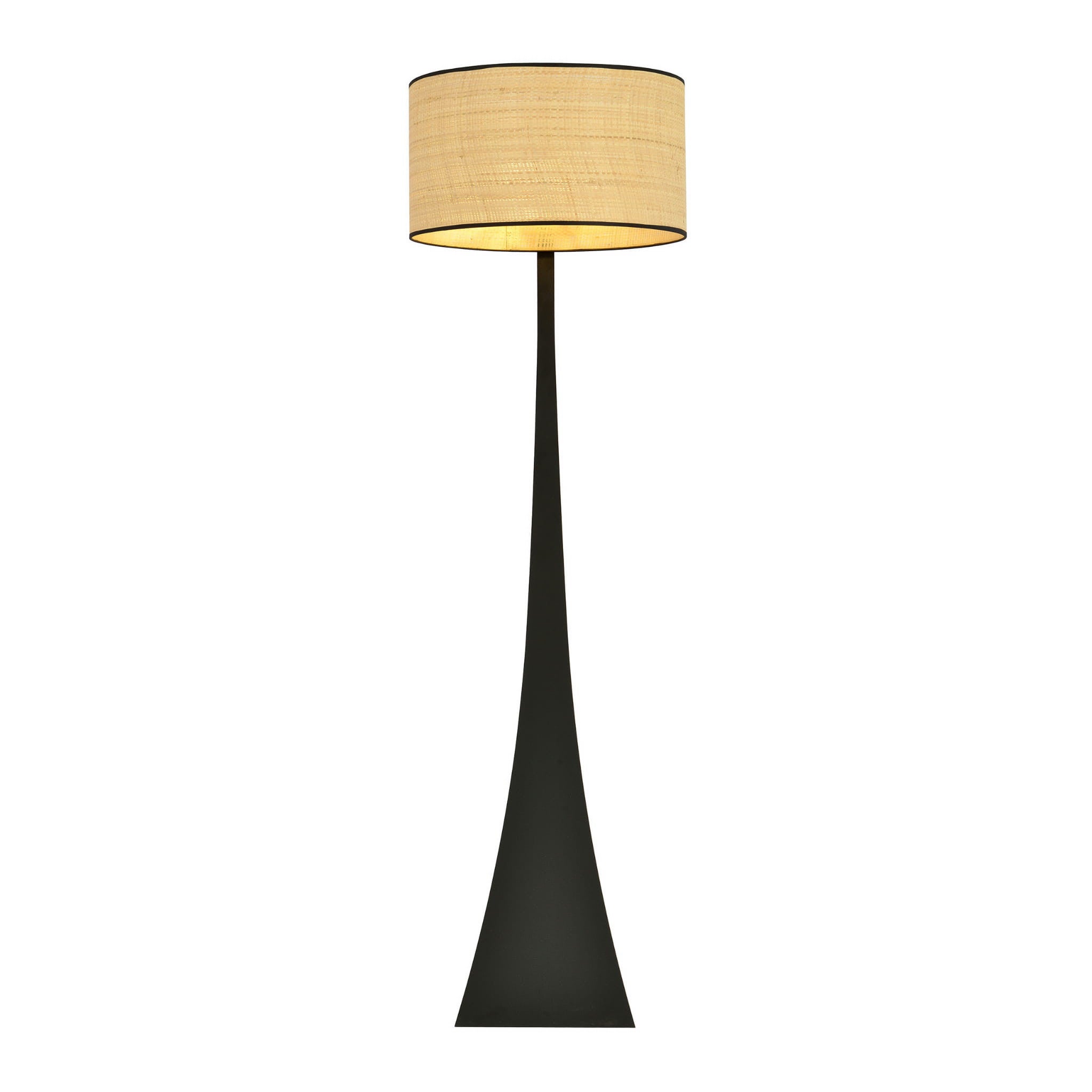 Lampa podłogowa stojąca Estrella czarno-kremowa 1xE27x15W wym: 157 x 45 x 45 cm wiklina / rattan / słoma Emibig