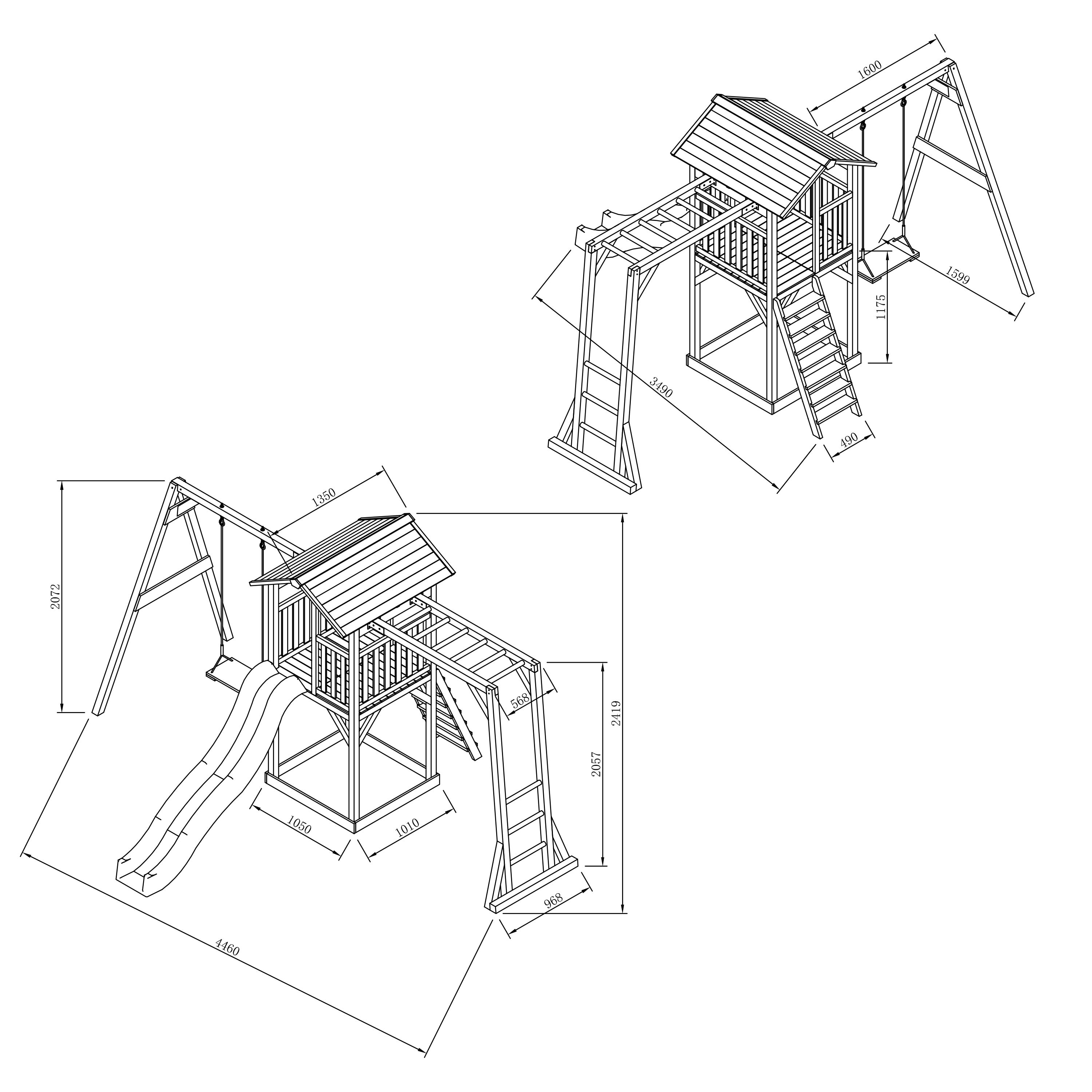 Axi Beach Tower Aire De Jeux Avec Toboggan En Vert Clair, Cadre D'Escalade, Balançoire & Bac À Sable | Grande Maison Enfant Extérieur En Gris & Blanc - 4