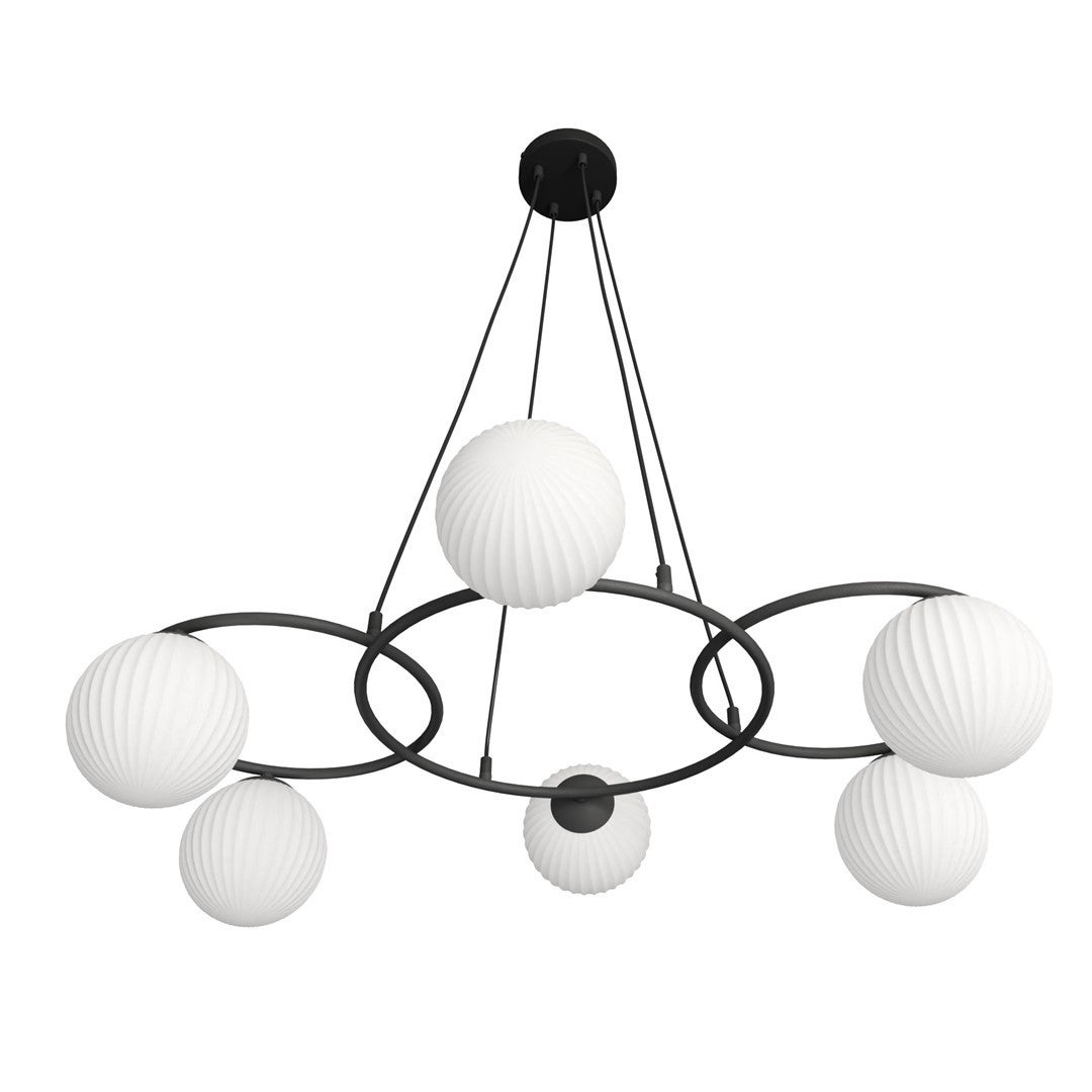 Lampa wisząca LIBRA czarno-biała 6xE14x15W szkło wym:140x88x70cm IP20 Emibig