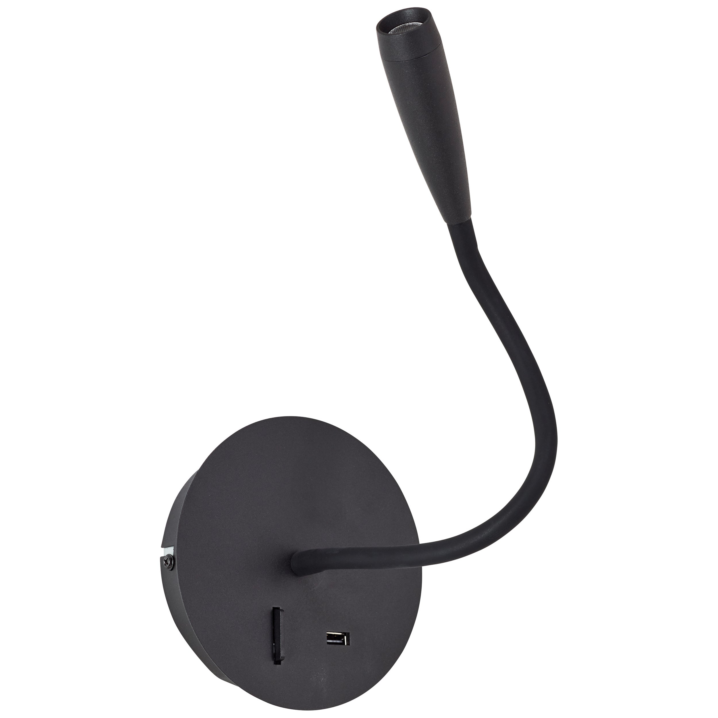 Brilliant Jutta reflektor ścienny LED z elastycznym ramieniem i czarnym przełącznikiem piaskowym USB metal/czarne tworzywo sztuczne 2,8 W zintegrowana - 4