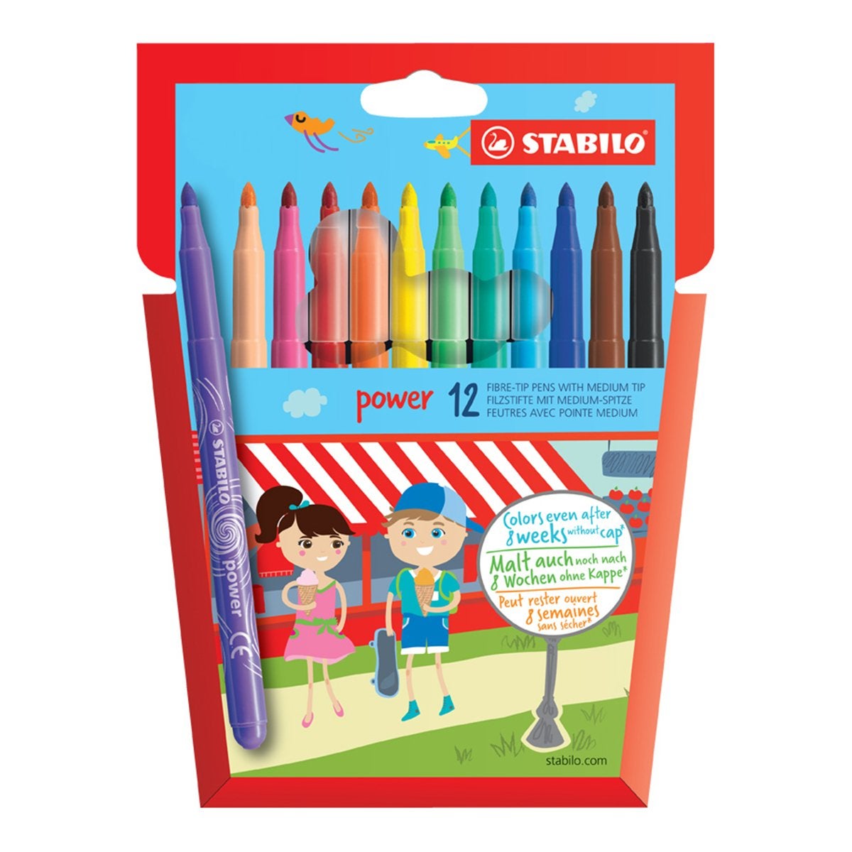 Etui carton de 12 feutres de coloriage STABILO power - pointe moyenne
