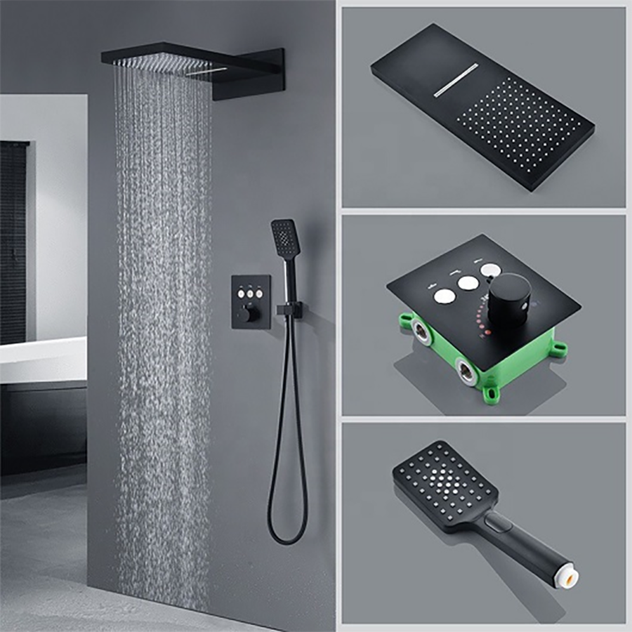 Artisse  🌧️ Ducha Tipo Lluvia Mural Mate, Termostática, Titan Negro , Leroy Merlin