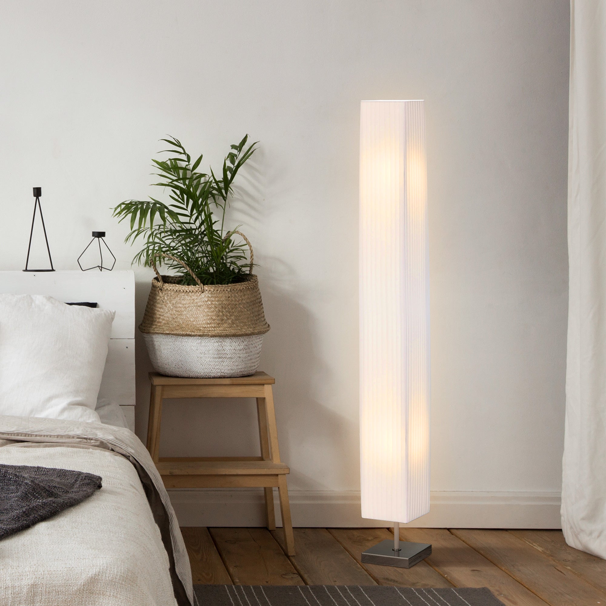 Lampada da terra per soggiorno, Lampada da terra per camera da letto in tessuto, Lampada da terra moderna per soggiorno, E27, 156 cm (senza lampadine) | Leroy Merlin