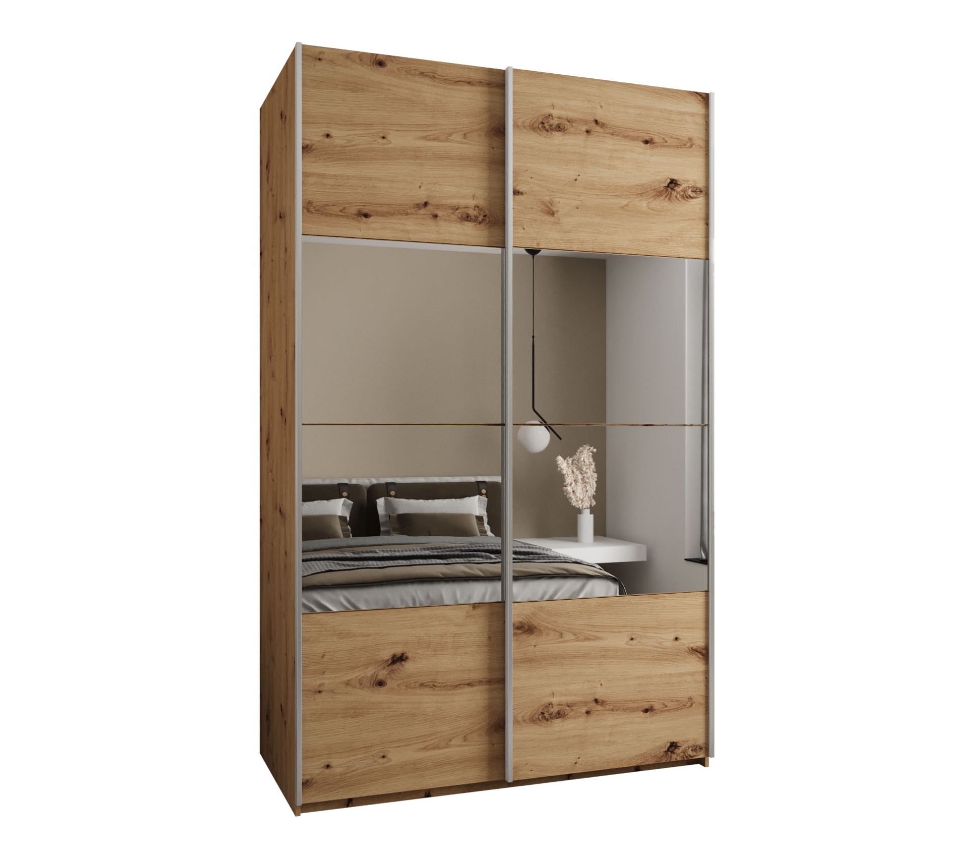 Szafa przesuwna wysoka Lux 4 160 x 64 x 245,5 cm artisan + artisan + u. srebrny - Abiks Meble