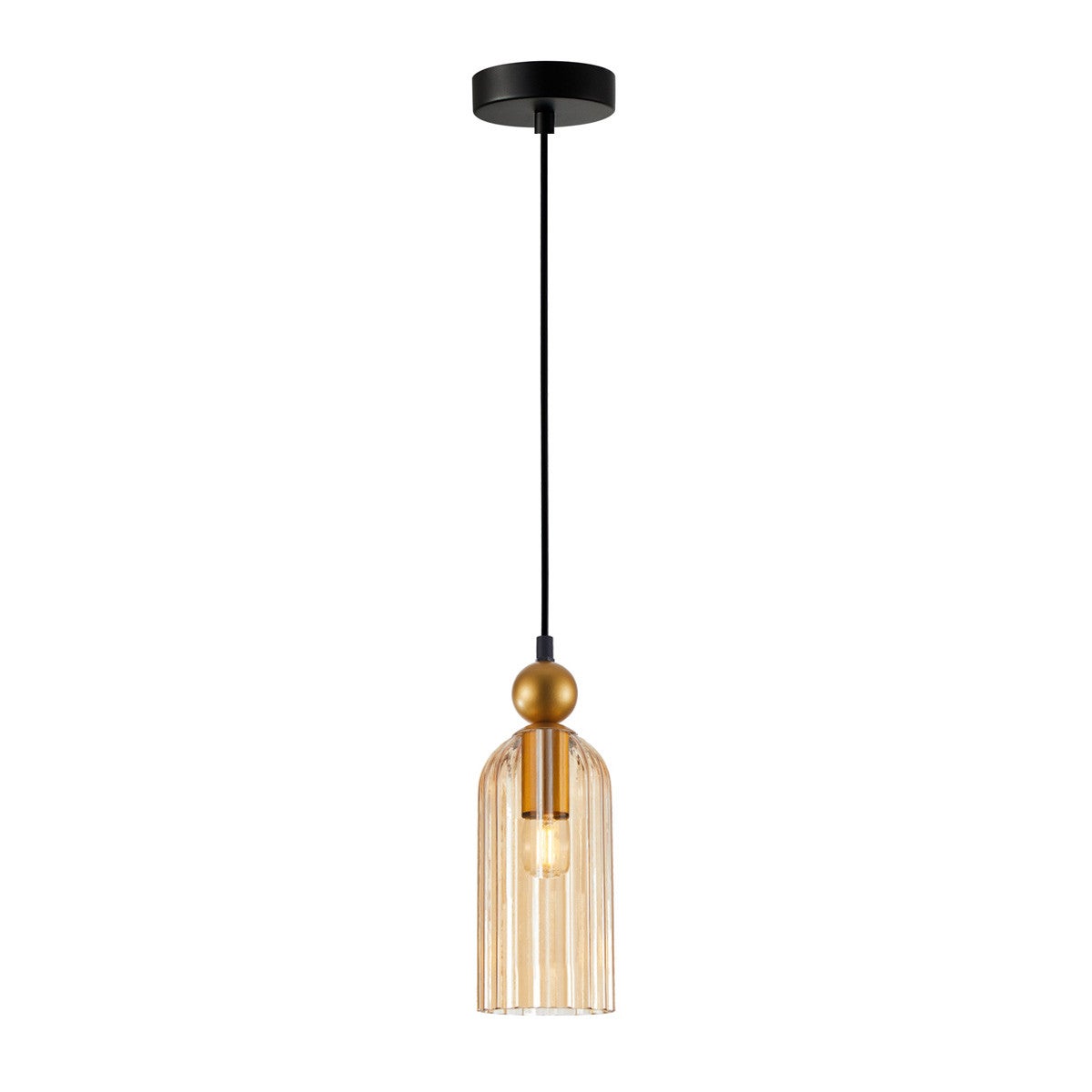 Lampa wisząca Narisa złoto-bursztynowy-czarna 1xE27x40W nowoczesna wym: 103 x 10 x 10 cm szkło Italux