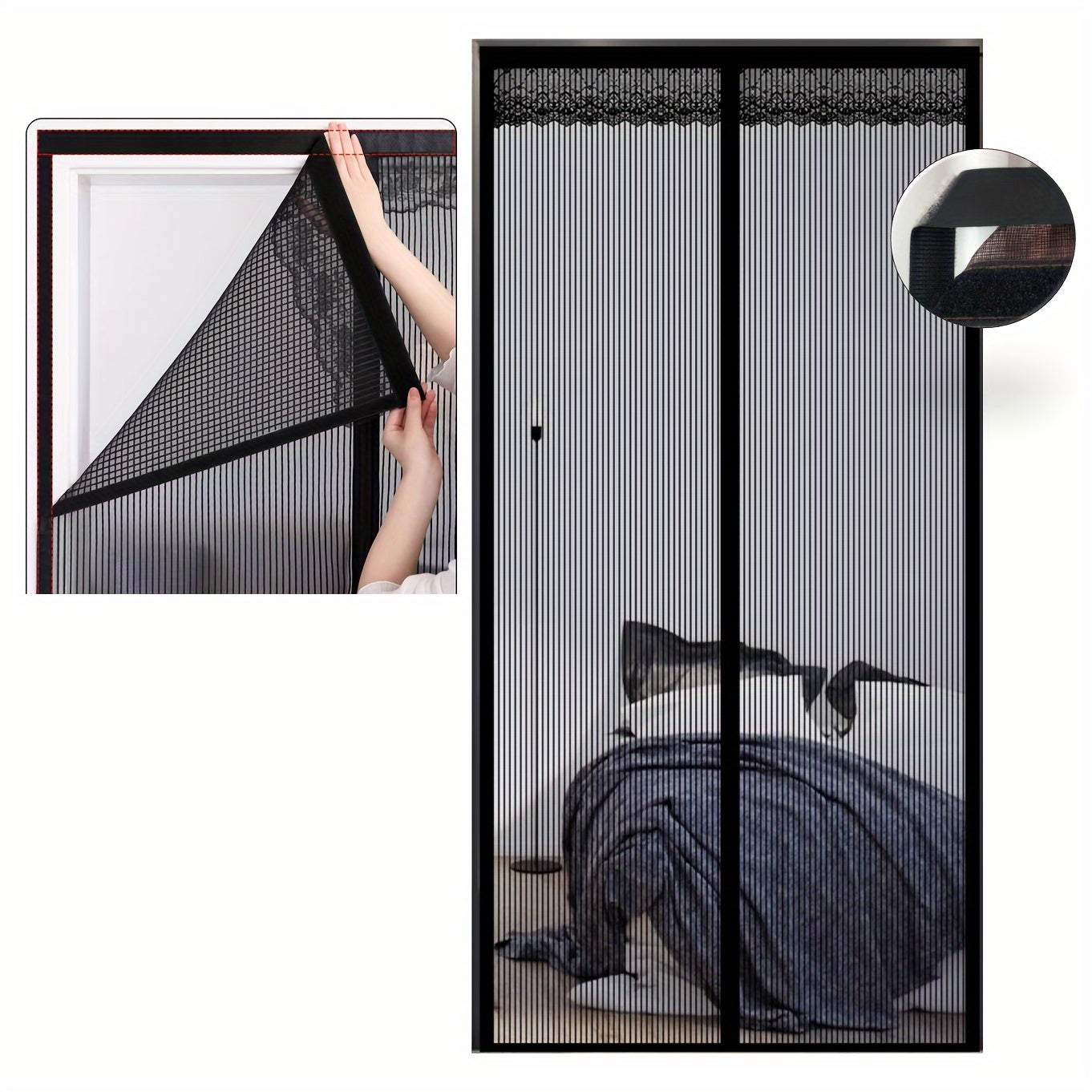 Moustiquaire Porte Fenetre Magnetique, 95 X 250 Cm Rideau