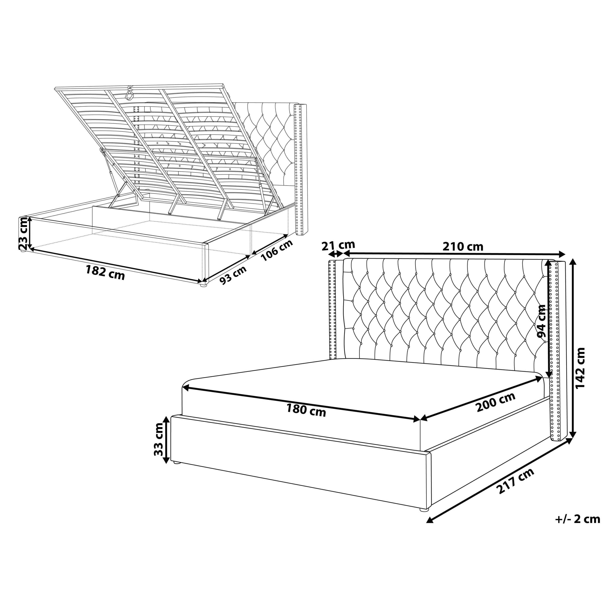 Letto contenitore Velluto LUBBON 180 x 200 cm Beige - 3