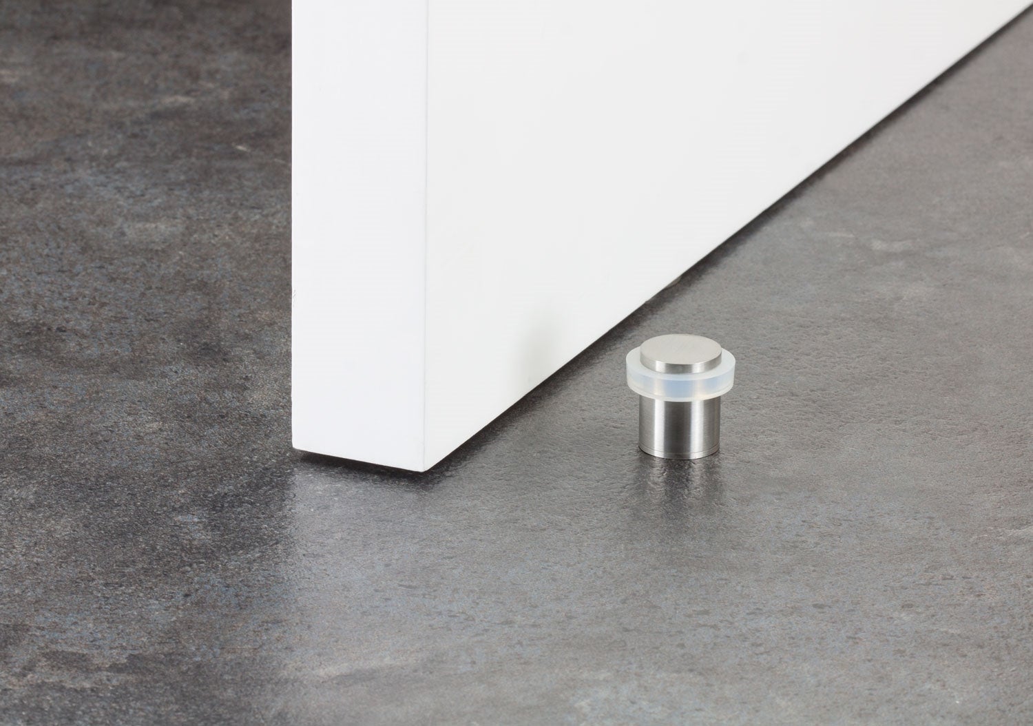 Lot de 4 butées de porte 20 x 25 mm pour sol, acier avec caoutchouc de protection blanc, montage à vis, Herrajes EVI - 2