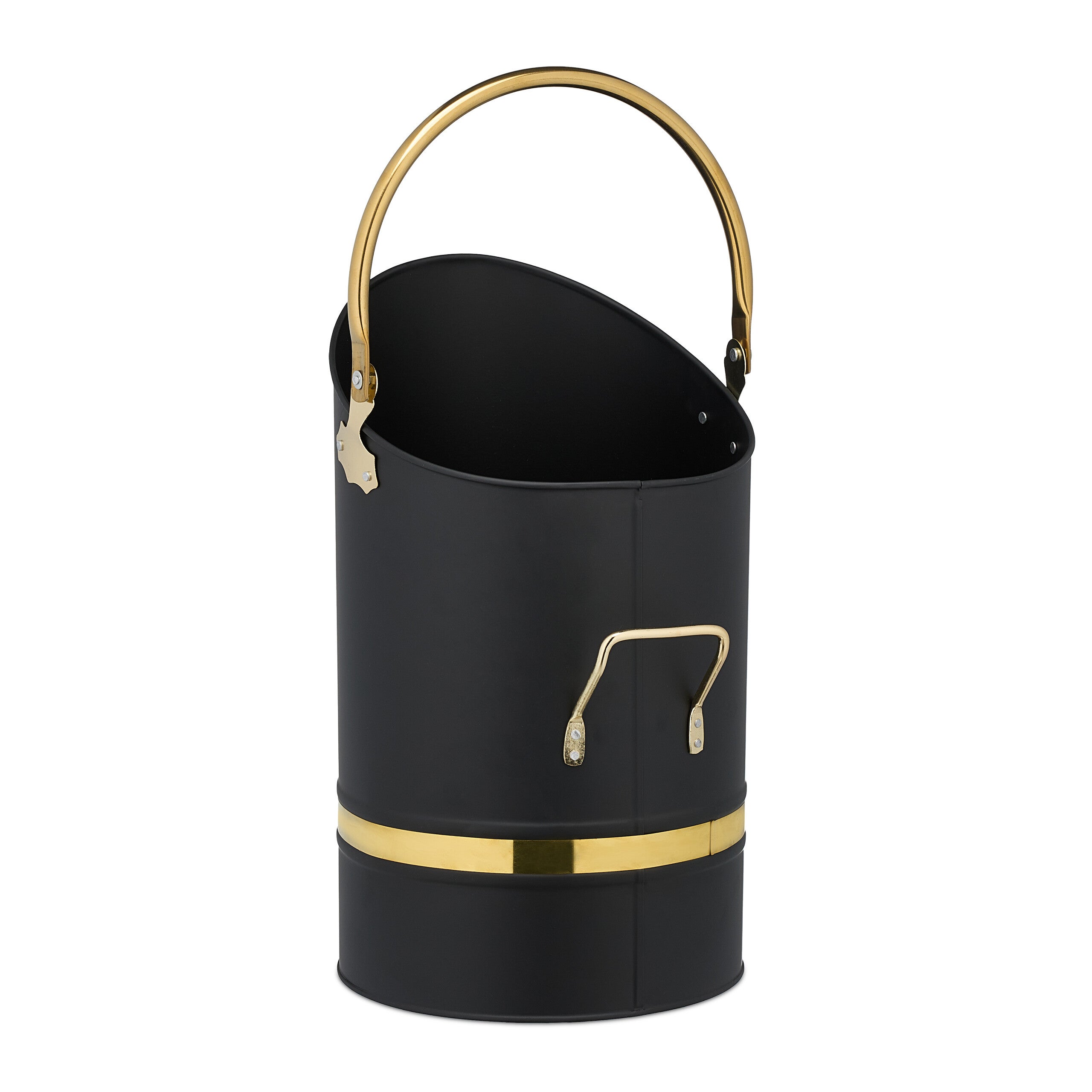 Charbonnière En Fer Noir 16 Litres - 2 Poignées, Ouverture Biseautée, Pour Cheminée/poêle