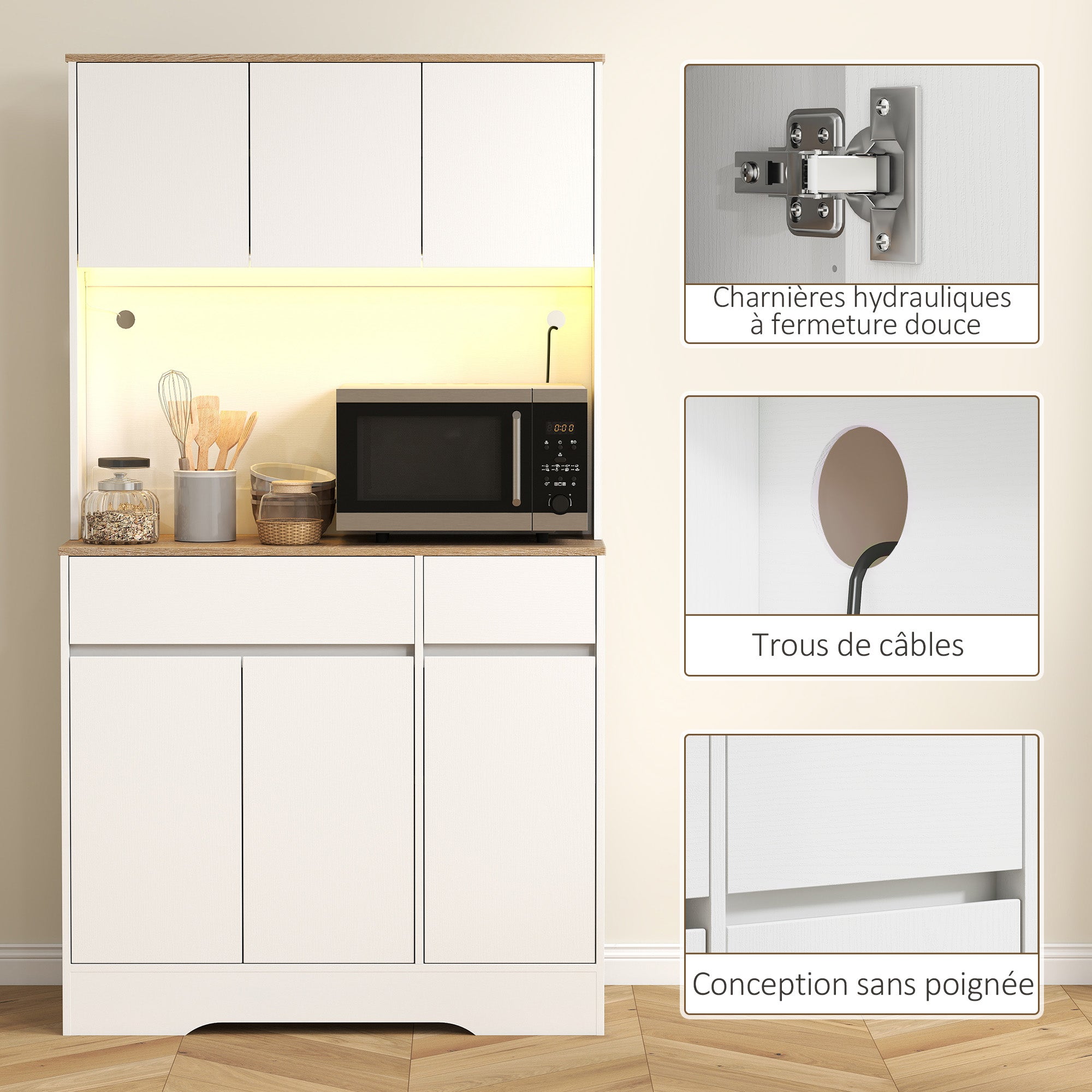 Armoire de cuisine bois d'ingénierie HOMCOM - 7