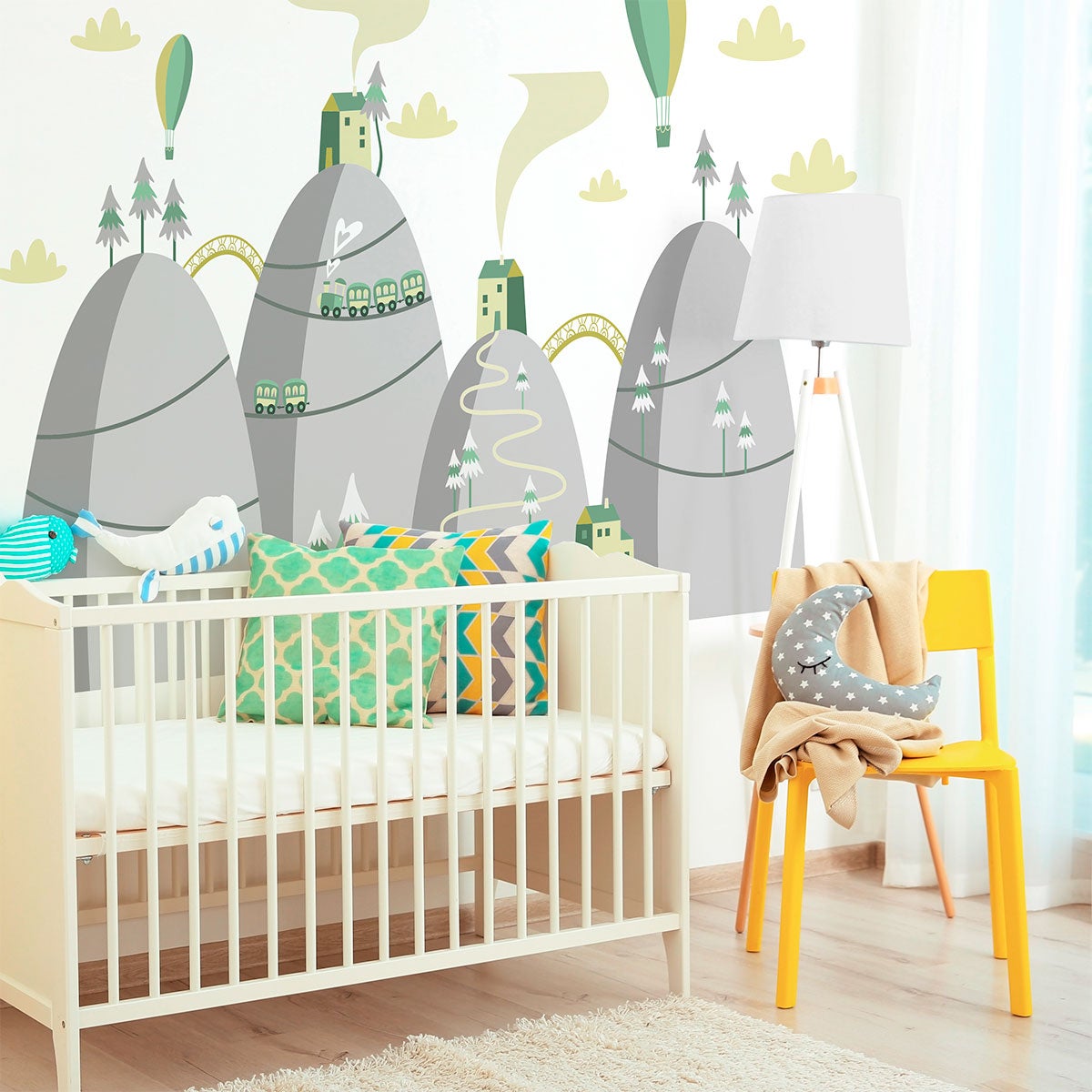 Adesivo bambino di montagna scandinavo mongolfiere in concorso - Sticker adesivo - adesivi murali - 60x90cm - 6