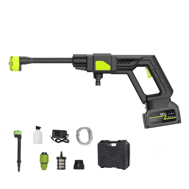 Nettoyeur Haute Pression Sans Fil 6-en-1 – Buse Pivotante, Autonomie 30 Min – Pour Voiture, Jardin, Fenêtres
