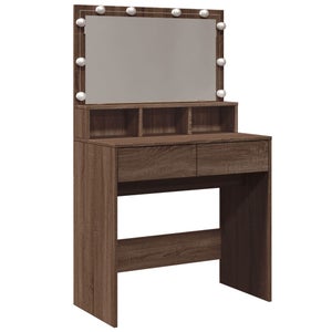 URBNLIVING Tavolino Scrivania In Legno Con Cassetto – 75x75x40 Cm – Design Moderno E Compatto Per Ufficio O Camera Da Letto