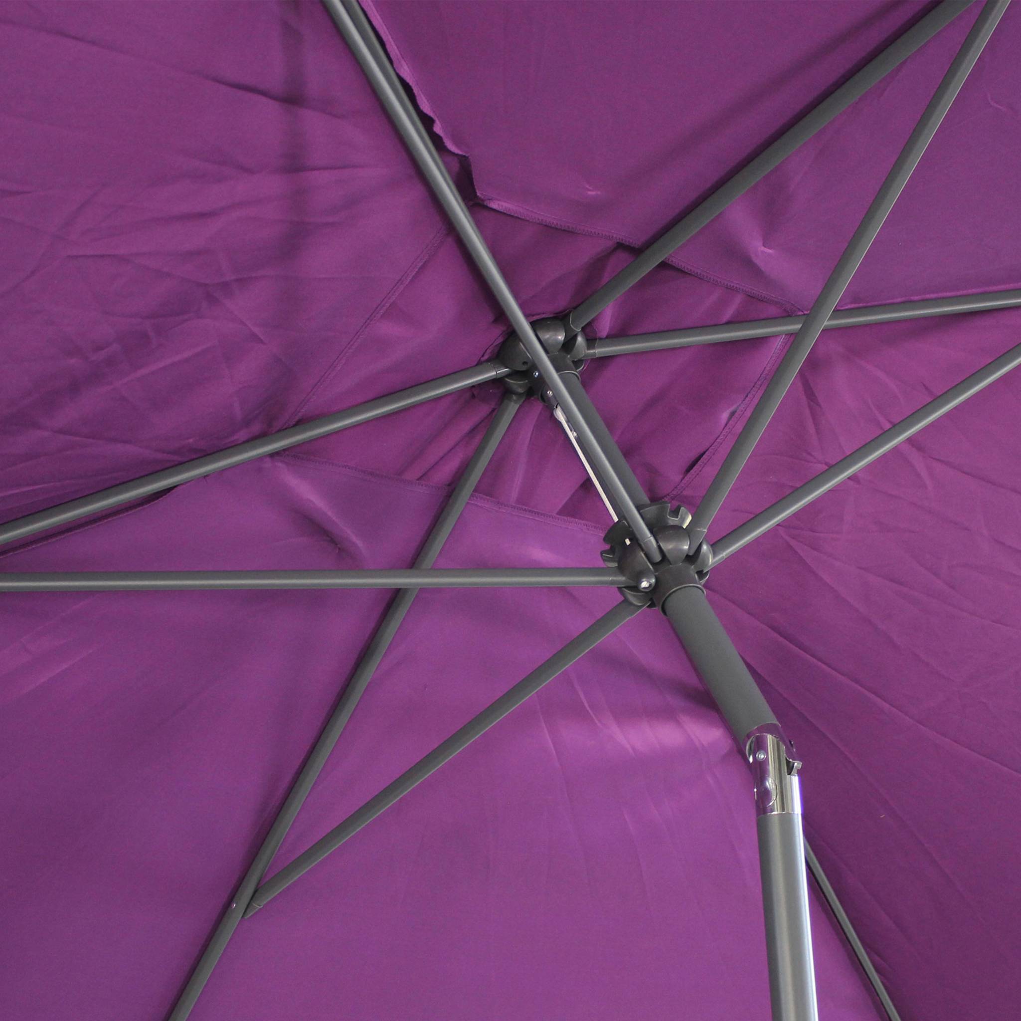 Parasol droit rectangulaire 2x3m - Touquet Prune - mât central en aluminium orientable et manivelle d'ouverture - 6