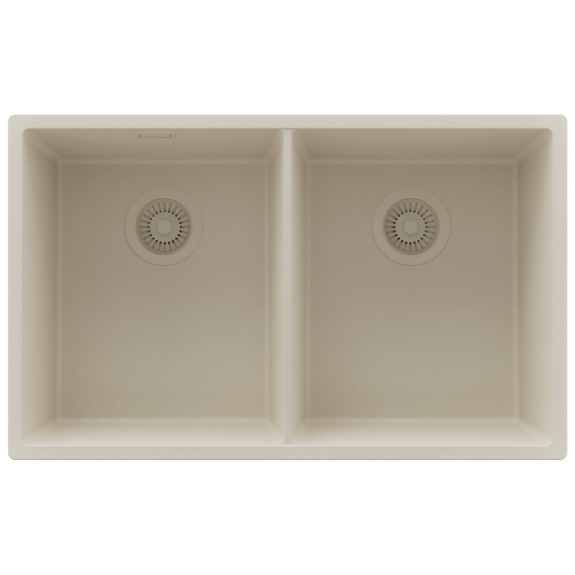 Zlewozmywak Beżowy 76x47cm, Zlew Kuchenny 2 Komorowy + Syfon, Nablatowy do szafki od 80cm - Londyn Slim Twin PRIMAGRAN