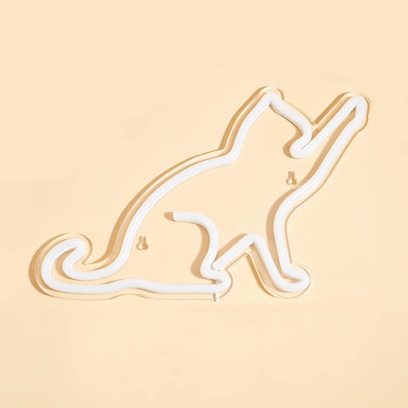 Enseigne Néon Chat Rose LED - Veilleuse Animaux Lumineuse USB Ou Batterie, Lampe Neon Pour Chambre Enfant, Parfait Cadeau Anniversaire Fille Garçon